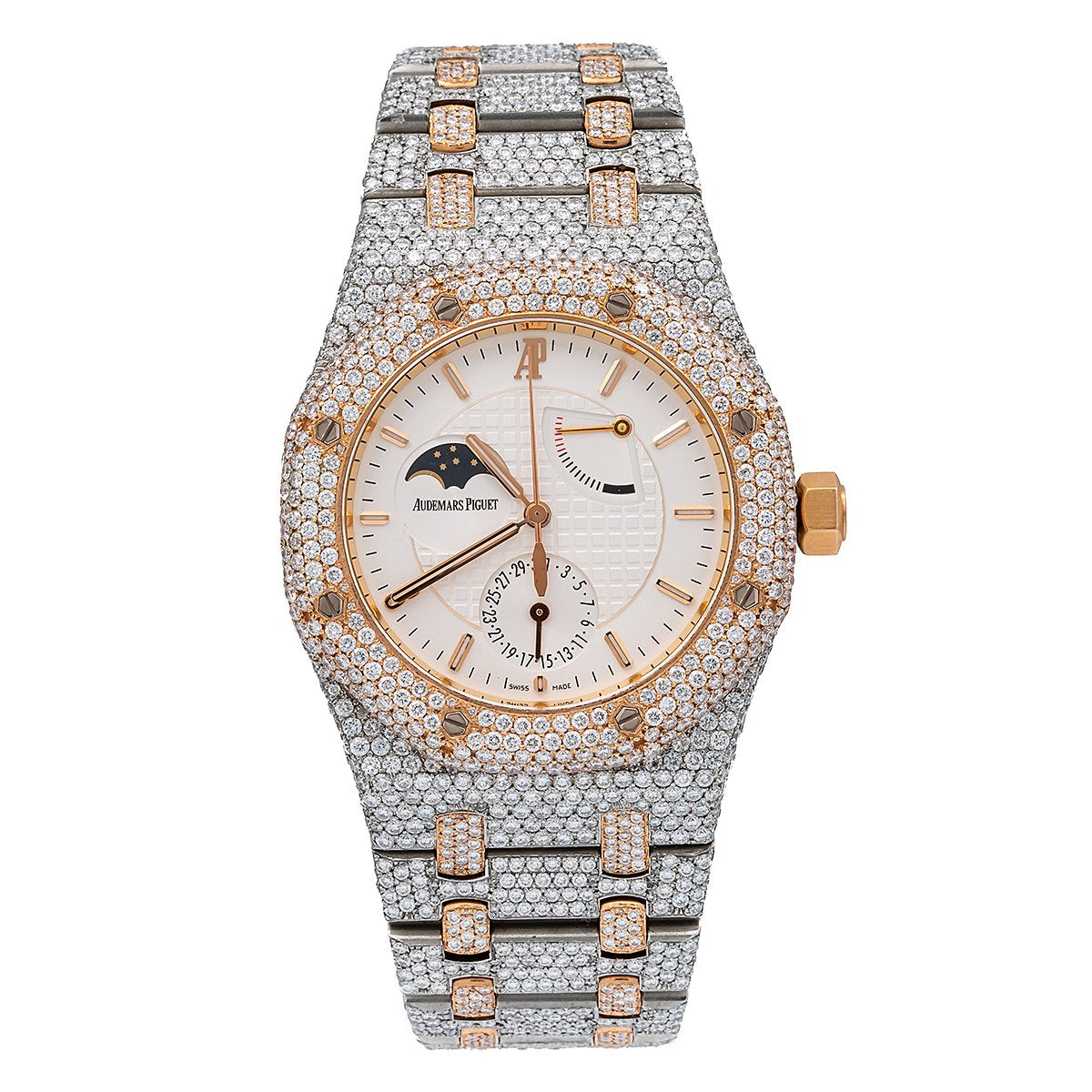 Audemars Piguet Royal Oak 25168SR 39MM White Moon Phase Dial With 22.75 CT Diamonds
