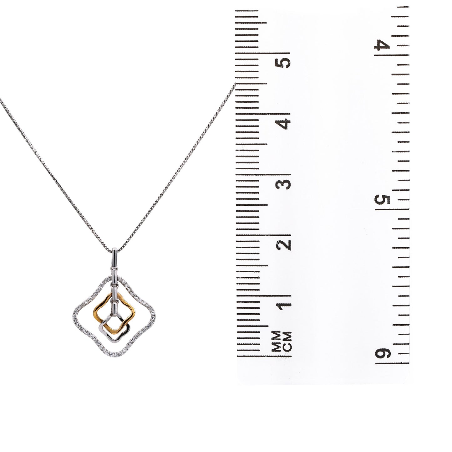 18K Rose & White Gold Floating Shapes Women's Pendant with 0.16CT Diamonds