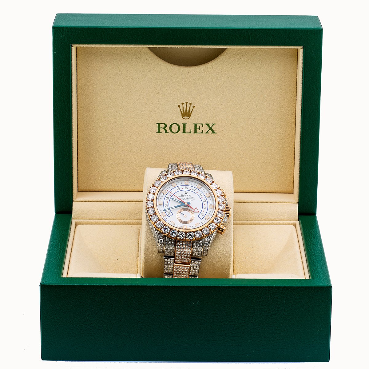 Rolex Yacht-Master II Diamond Watch, 116681 44mm, White Dial With 17.50 CT Diamonds