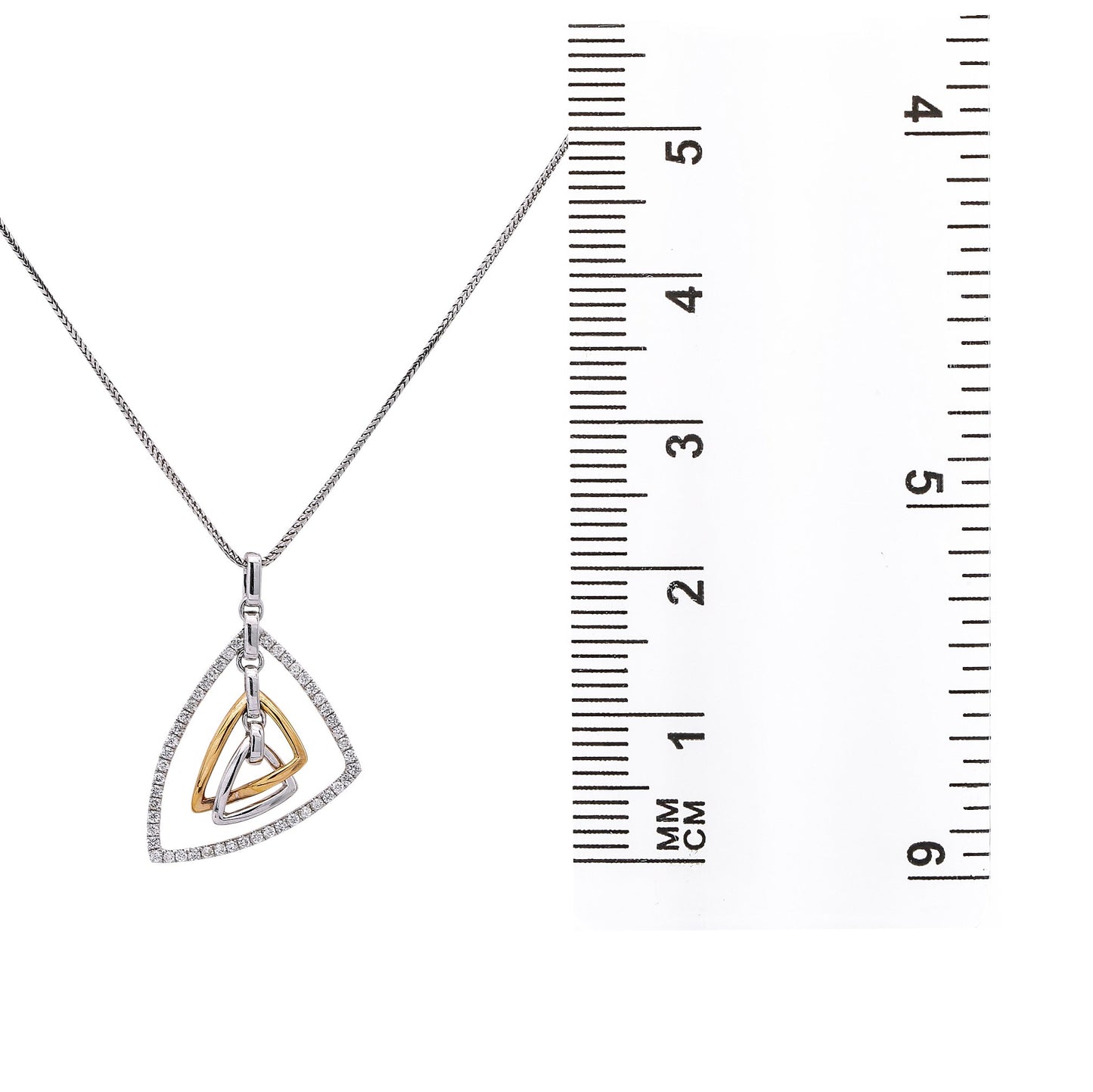 18K Rose & White Gold Minimal Floating Shapes Women's Pendant with 0.40CT Diamonds