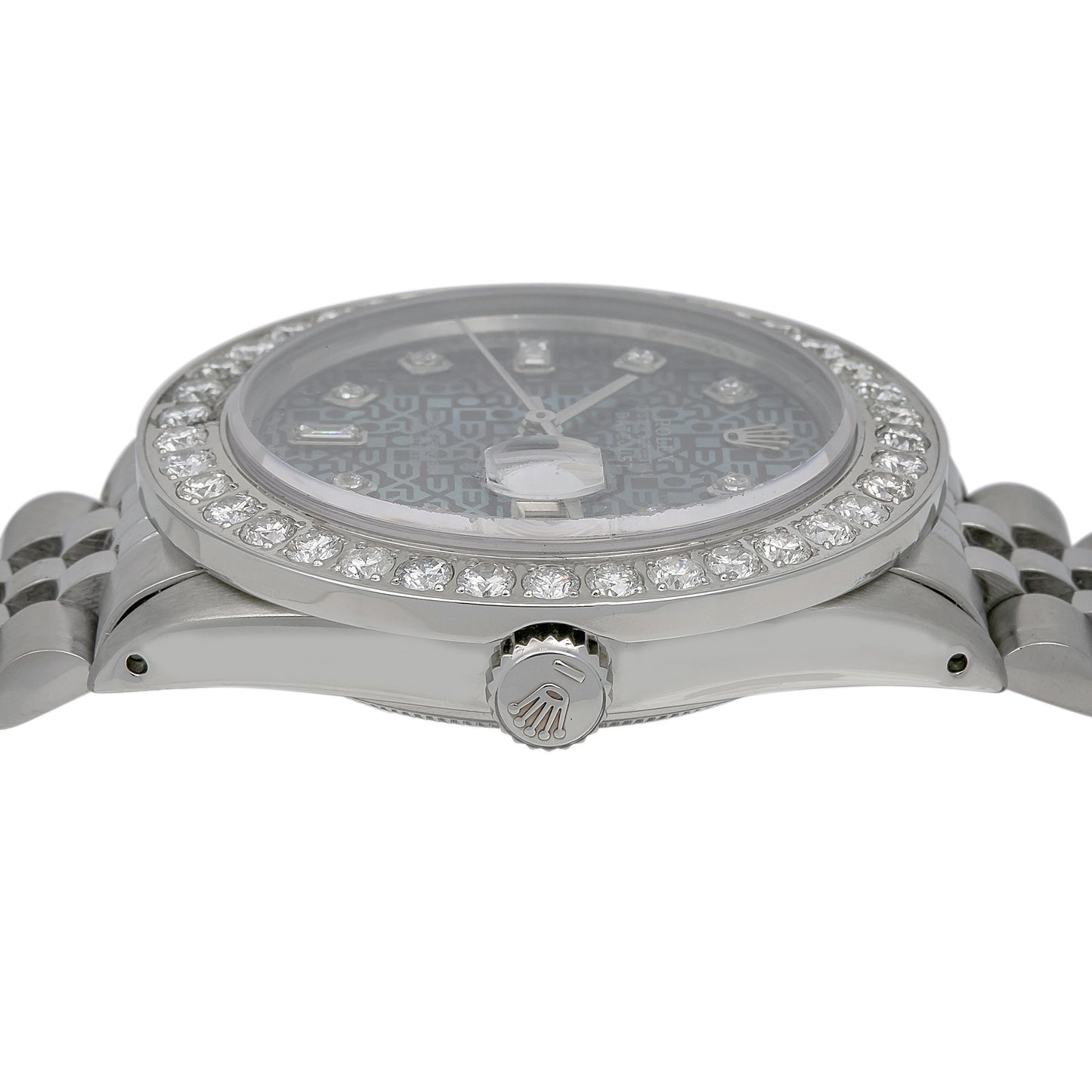 Rolex Datejust Diamond Watch, 16030 36mm, Blue Diamond Dial With Stainless Steel Bracelet