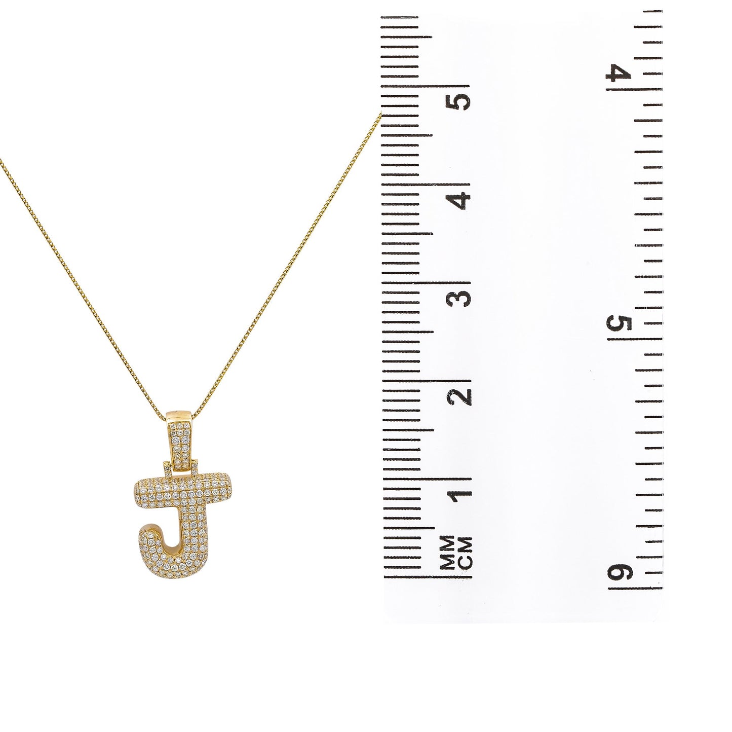 14k Yellow Gold Pendant letter t shaped with 2.43 Ct Diamonds