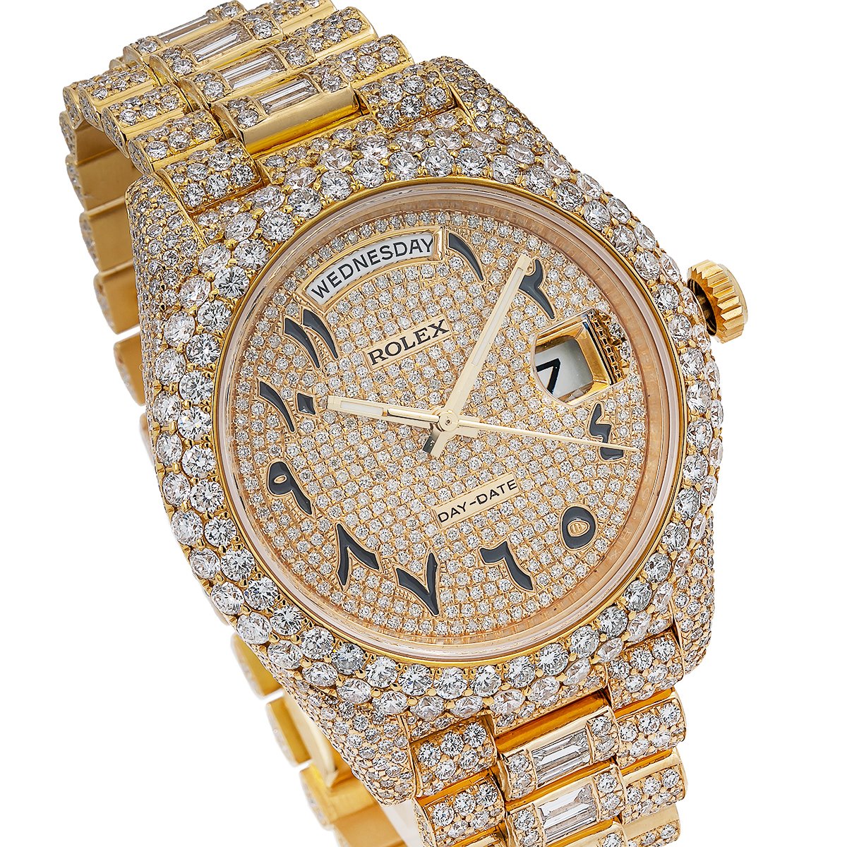 Rolex Day-Date Diamond Watch, 228238 40mm, Champagne Diamond Dial With Yellow Gold Bracelet