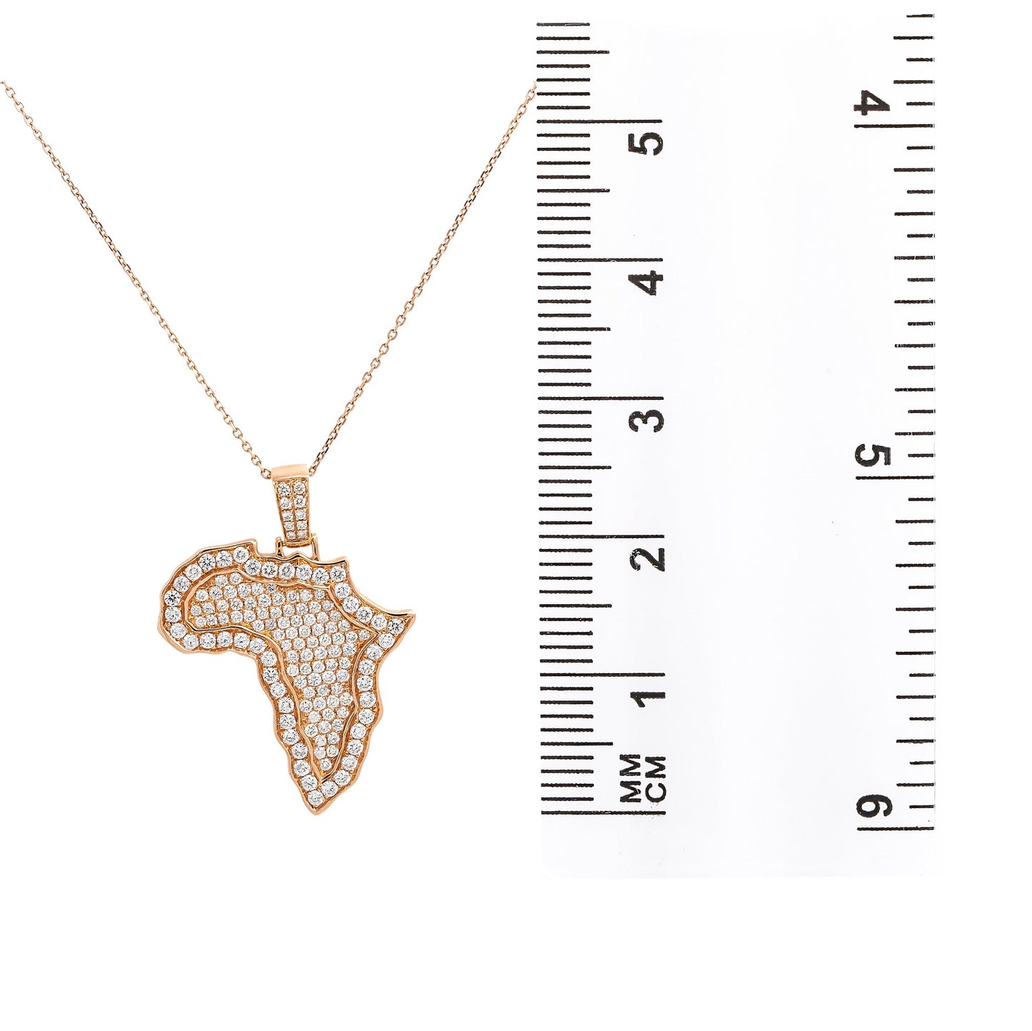 Unisex 14K Rose Gold Africa Pendant with 1.12 CT Diamonds