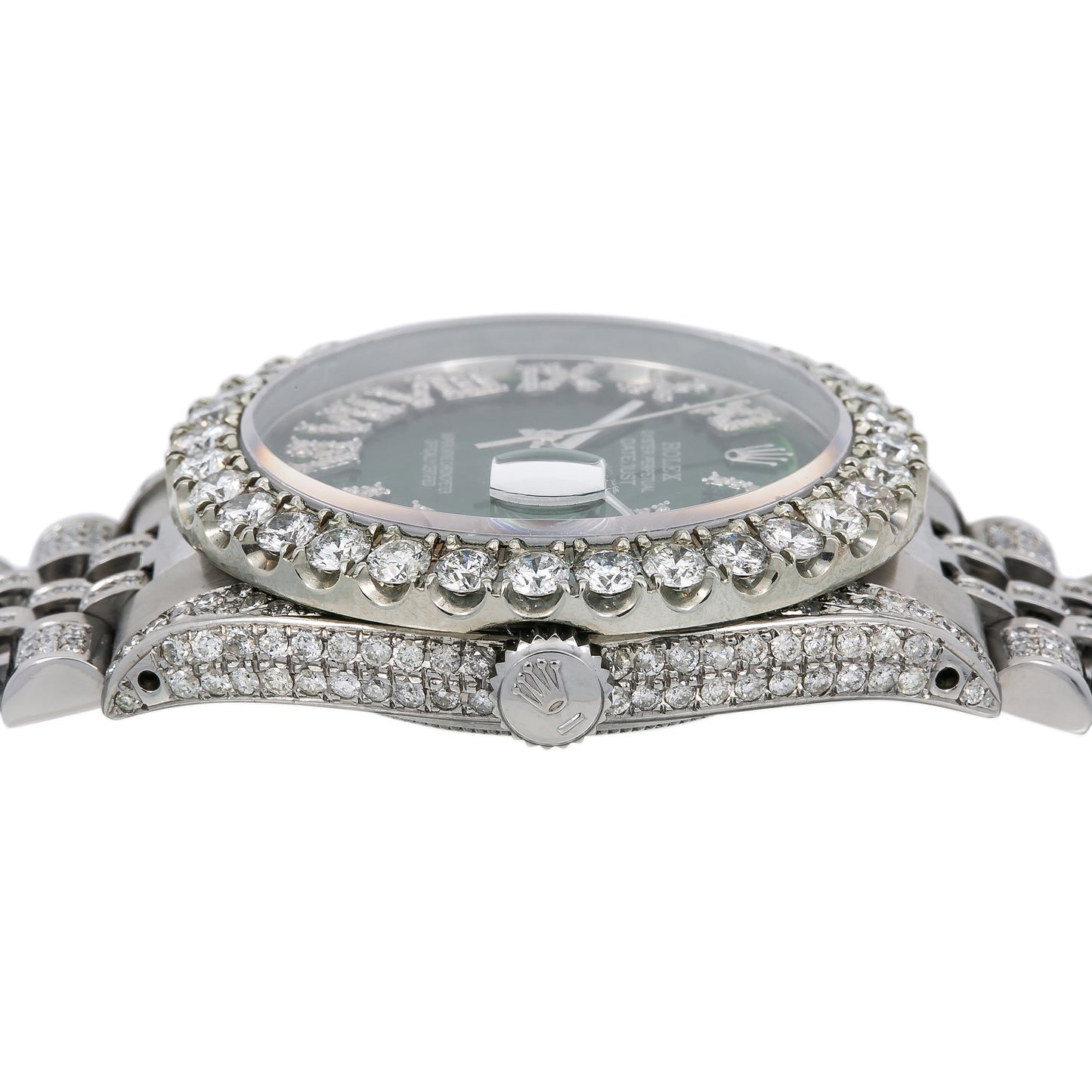 Rolex Datejust Diamond Watch, 36mm, Green Diamond Dial Diamond Jubille Bracelet With 8.25 CT Diamonds