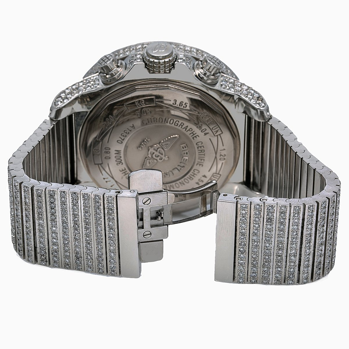 Breitling Super Avenger A13370 53MM White Diamond Dial With White Gold Bracelet