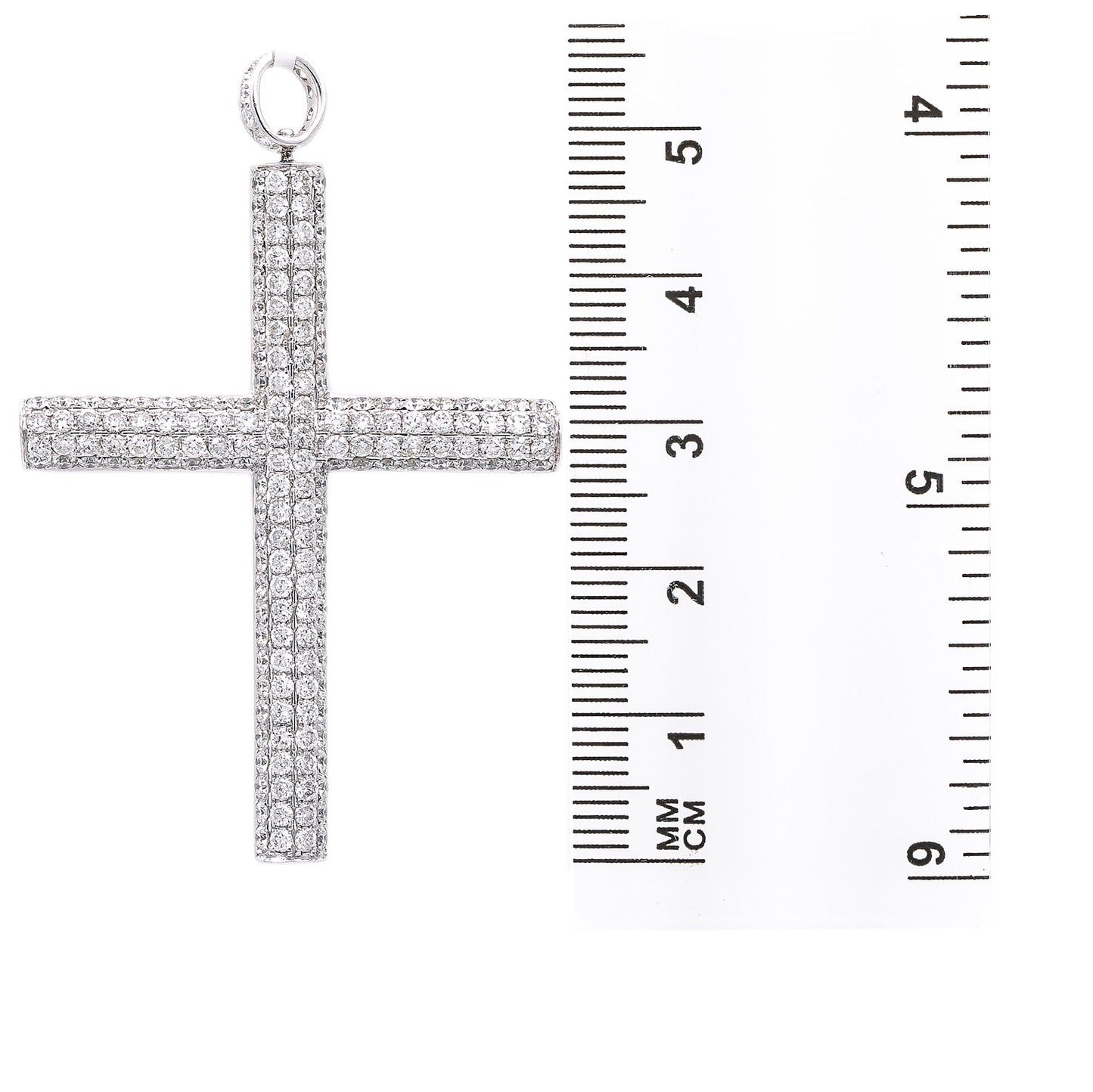Unisex 14K Cross White Gold Pendant with 4.17 CT Diamonds
