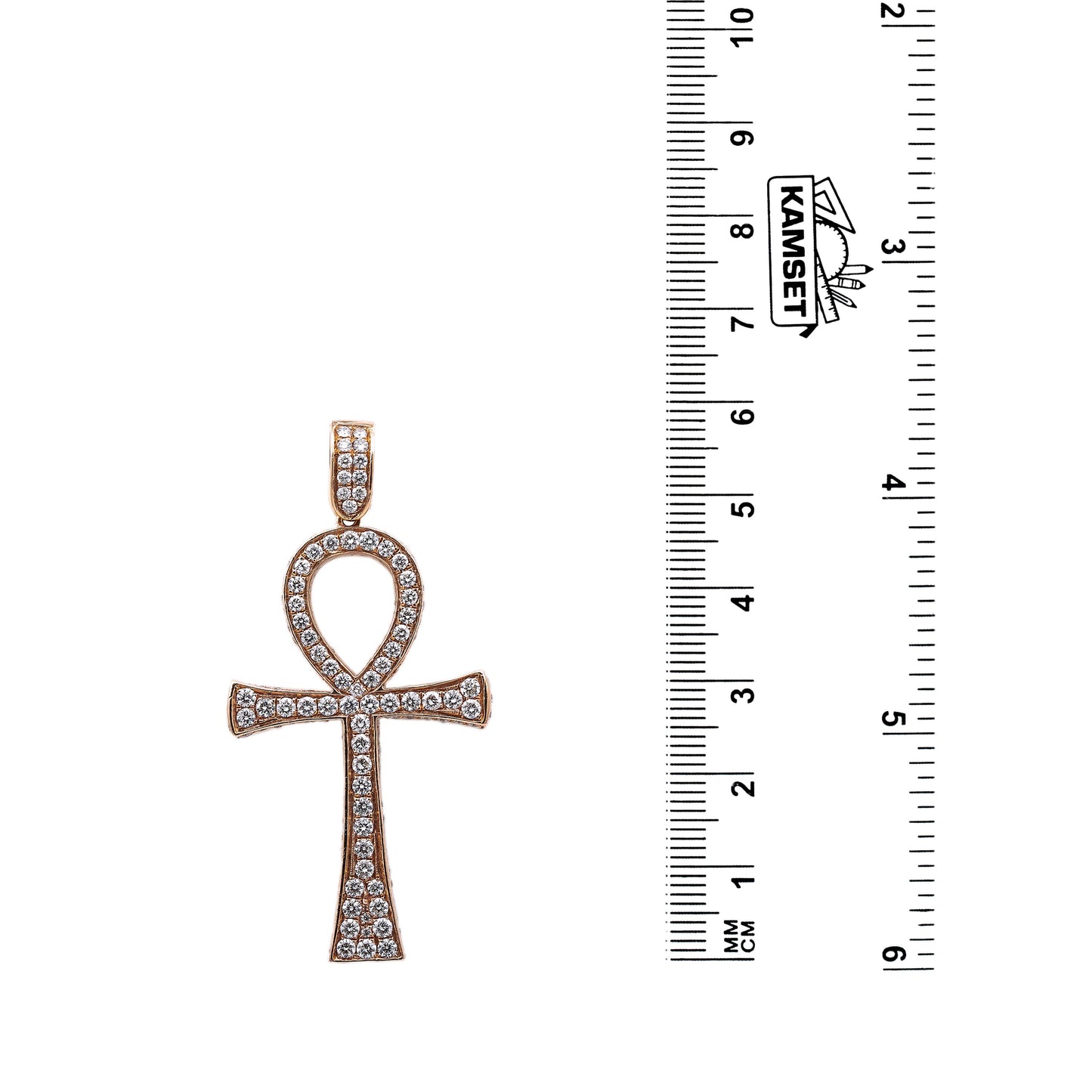 Unisex 14K Rose Gold Ankh Pendant with 0.40 CT Diamonds