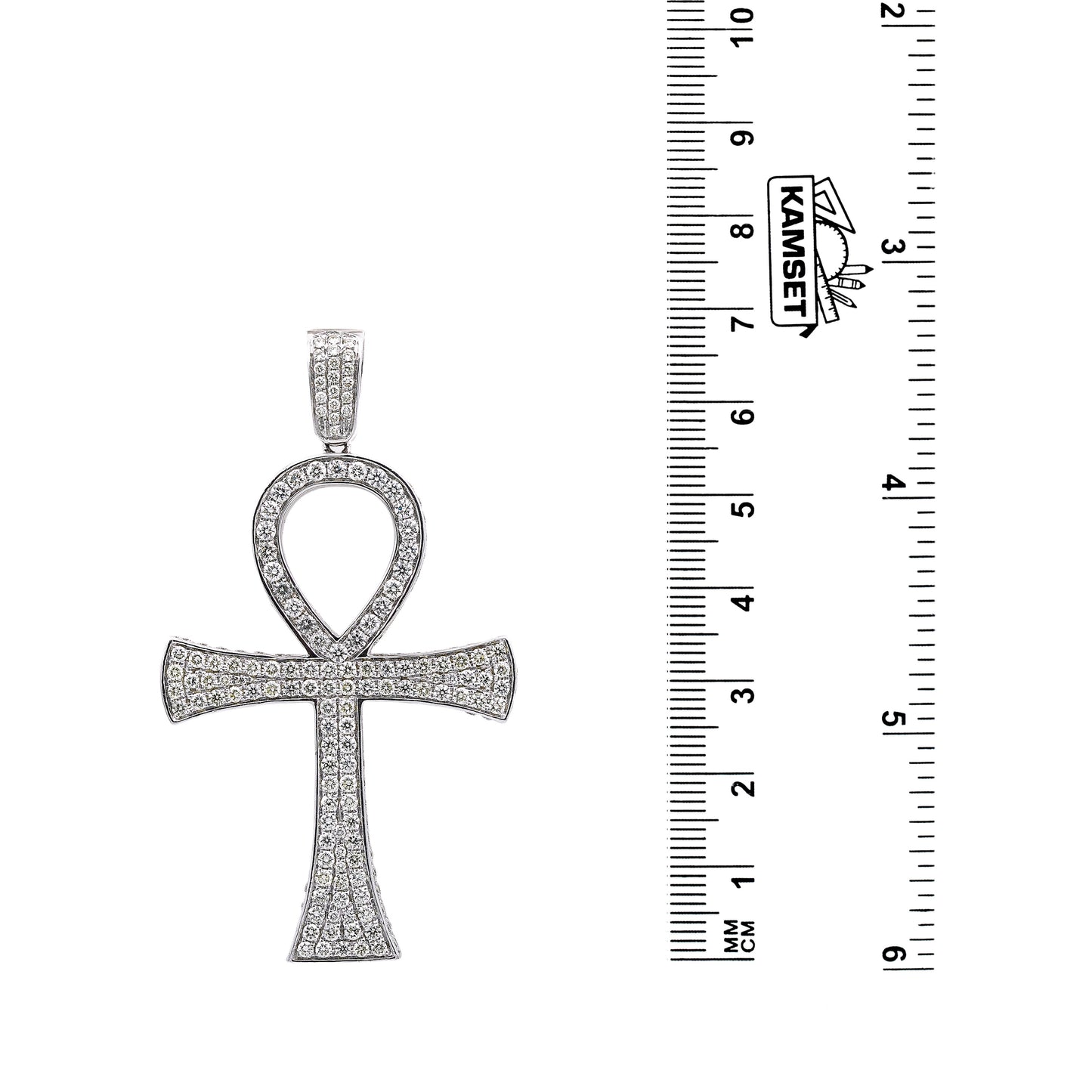 Unisex 14K White Gold Ankh Pendant with 0.40 CT Diamonds