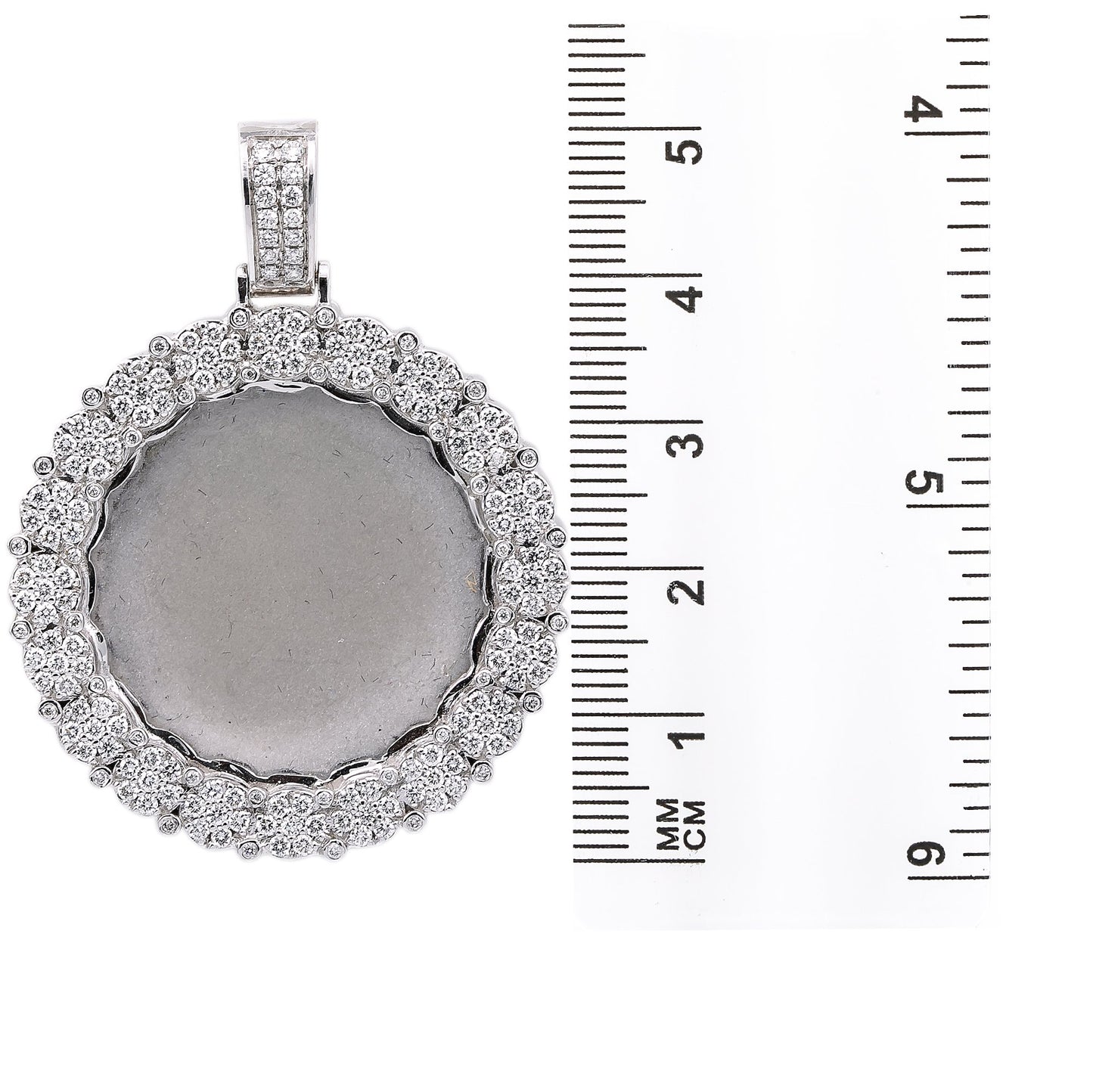 Unisex 14K White Gold Blank Bezel Pendant with 2.45 CT Diamonds