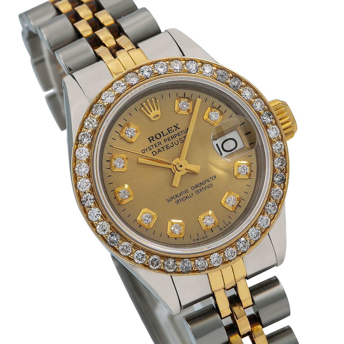 Rolex Lady-Datejust Diamond Watch, 6917 26mm, Champagne Diamond Dial With Two Tone Jubilee Bracelet