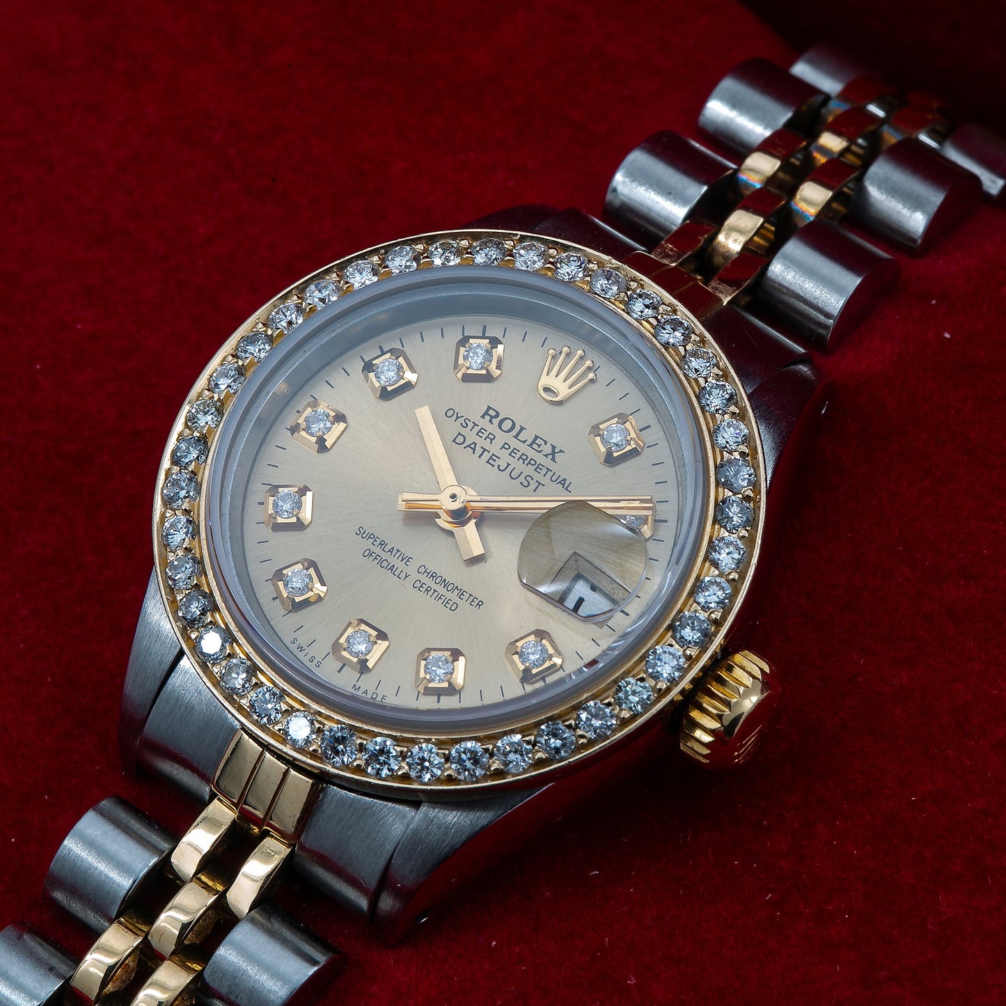 Rolex Lady-Datejust Diamond Watch, 6917 26mm, Champagne Diamond Dial With Two Tone Jubilee Bracelet