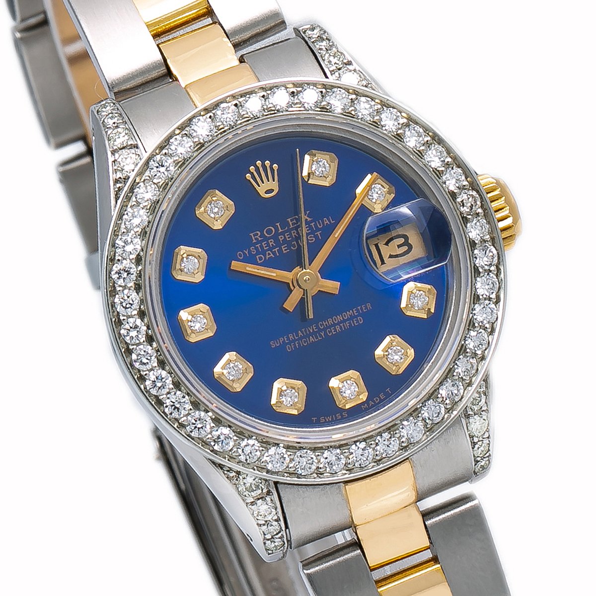 Rolex Lady-Datejust Diamond Watch, 69173 26mm, Blue Diamond Dial With 0.90 CT Diamonds