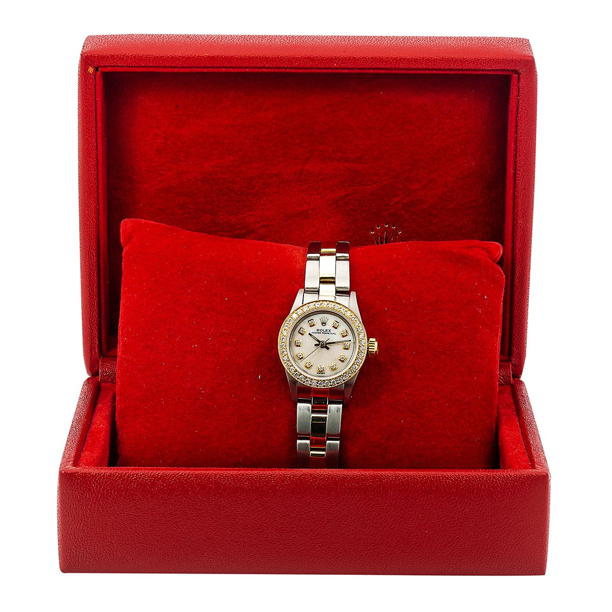Rolex Oyster Perpetual Diamond Watch, 24mm, White Diamond Dial With 0.90 CT Diamonds