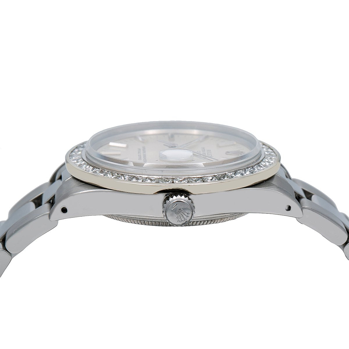 Rolex Oyster Perpetual Diamond Watch, Date 15010 34mm, Silver Dial With 2.5 CT Diamonds