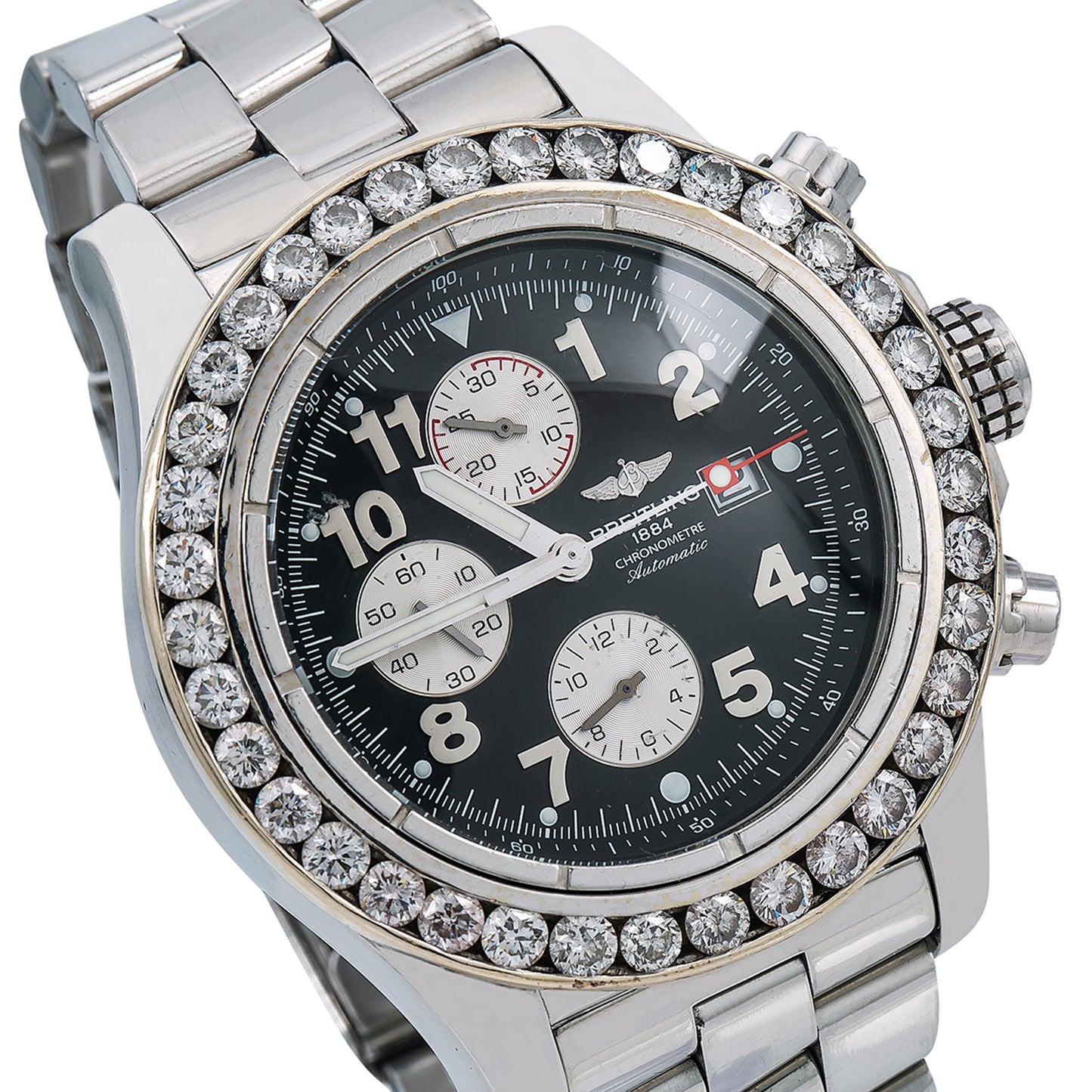 Breitling Super Avenger A13370 48MM Black Dial With Stainless Steel Bracelet