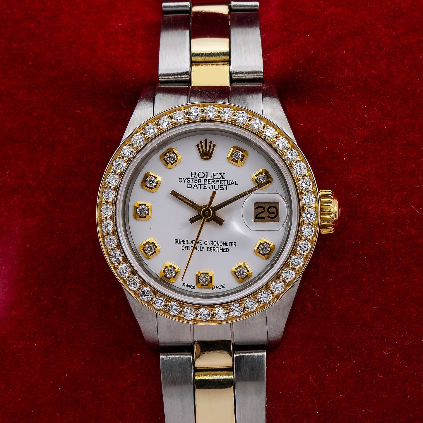 Rolex Lady-Datejust Diamond Watch, 6917 26mm, White Diamond Dial With 0.90 CT Diamonds