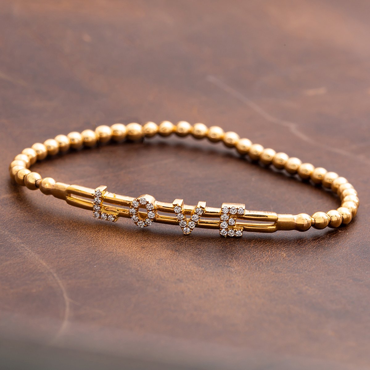 14K Rose Gold LOVE Women's Bracelet With 0.25 CT Diamonds