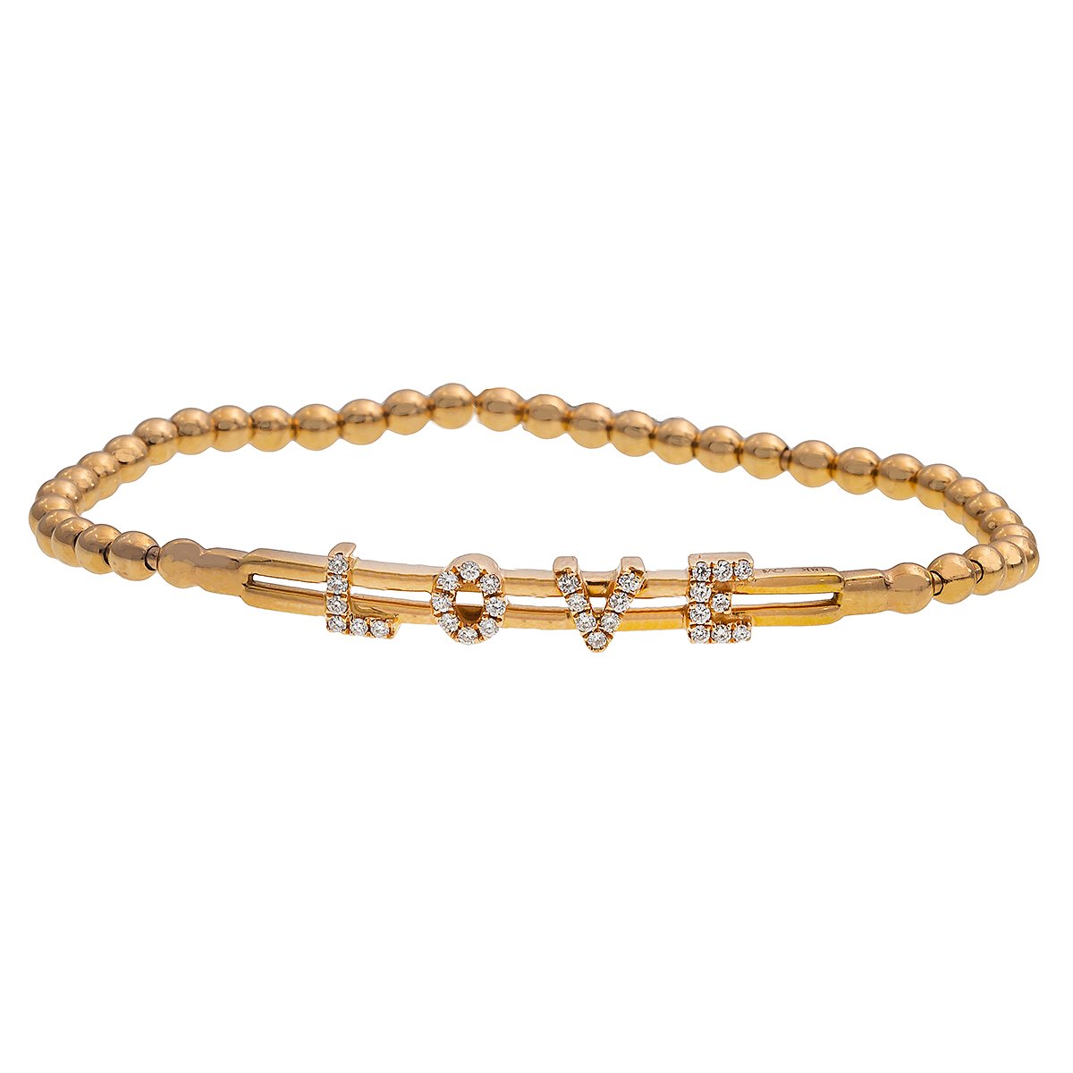 14K Rose Gold LOVE Women's Bracelet With 0.25 CT Diamonds