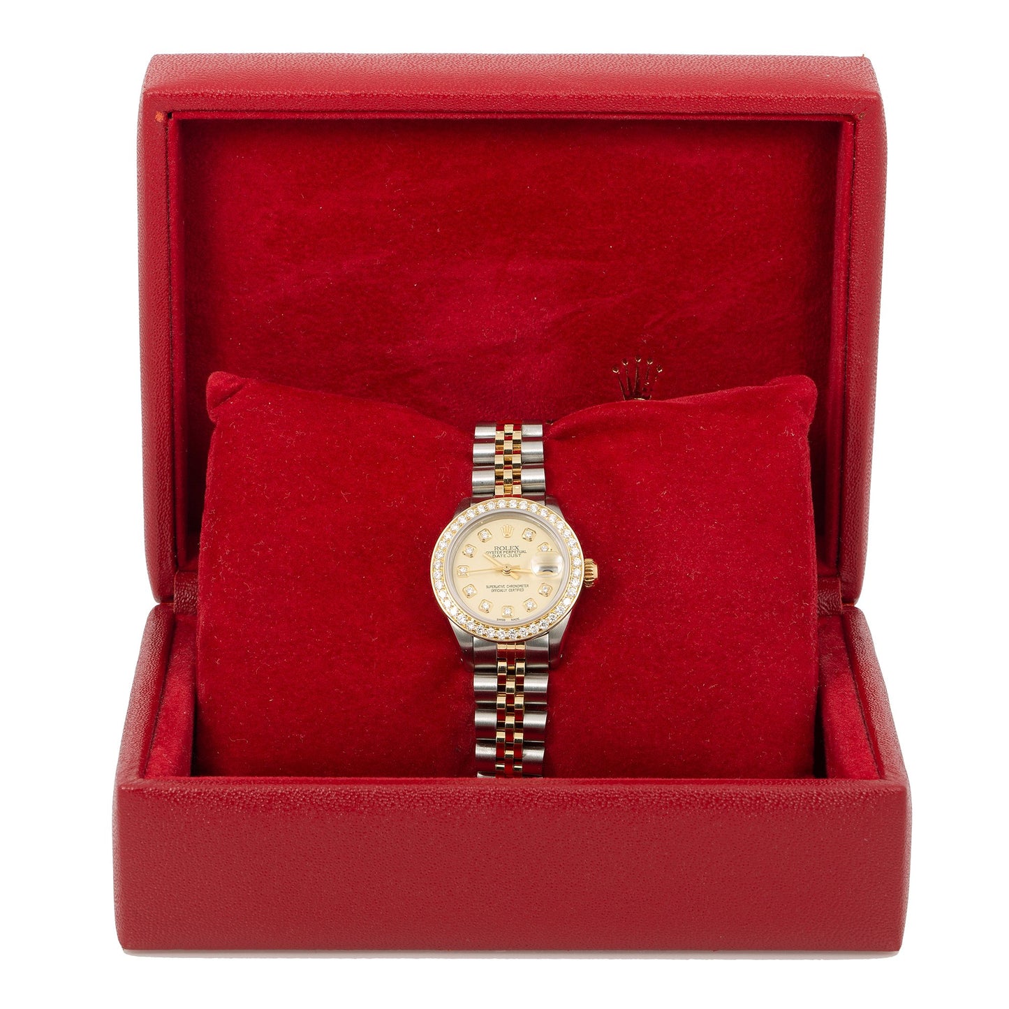 Rolex Oyster Perpetual Ladies Diamond Watch, DateJust 6916 26mm, Champagne Diamond Dial With 1.8 CT Diamonds