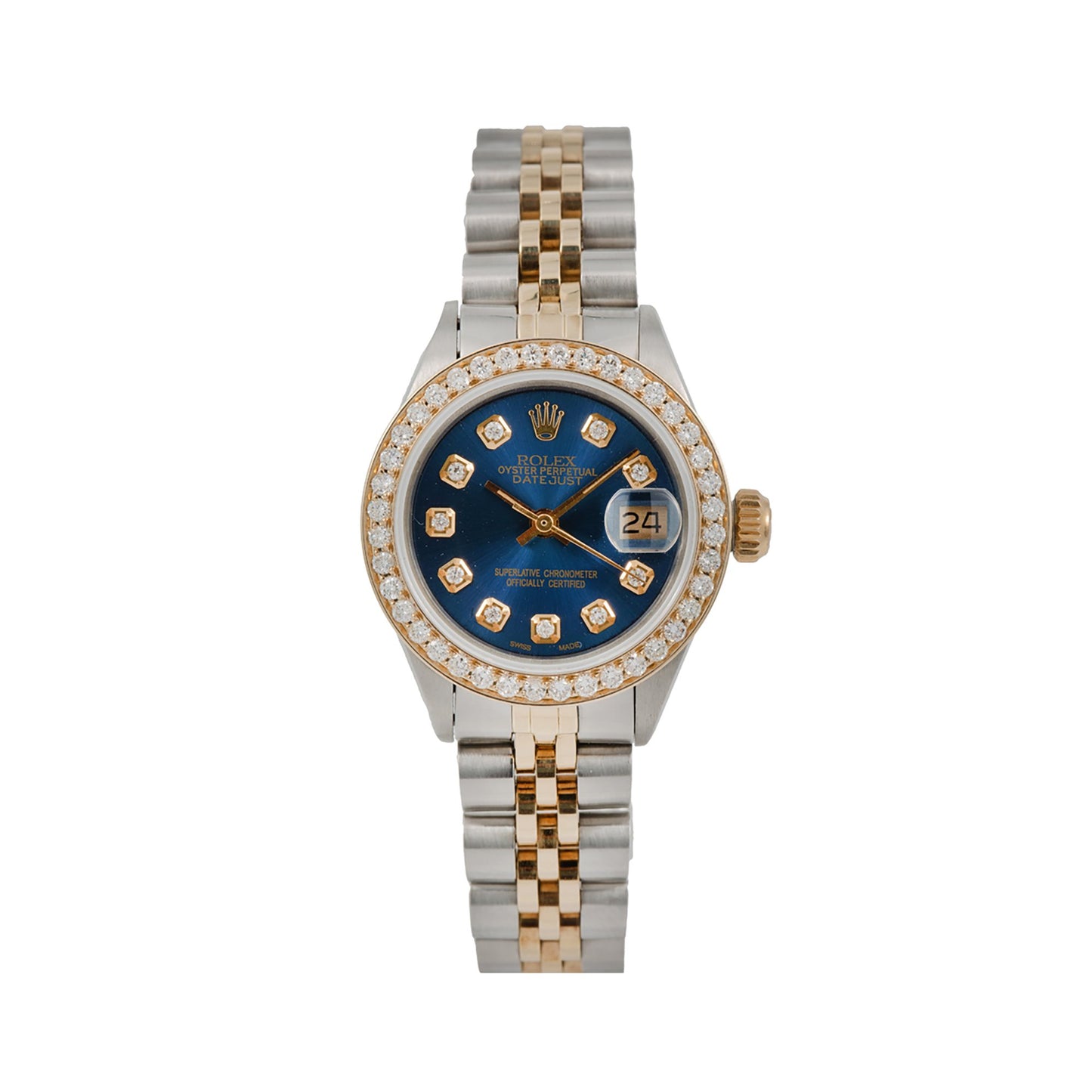 Rolex Lady-Datejust Diamond Watch, 6917 26mm, Blue Diamond Dial With 1.8 CT Diamonds