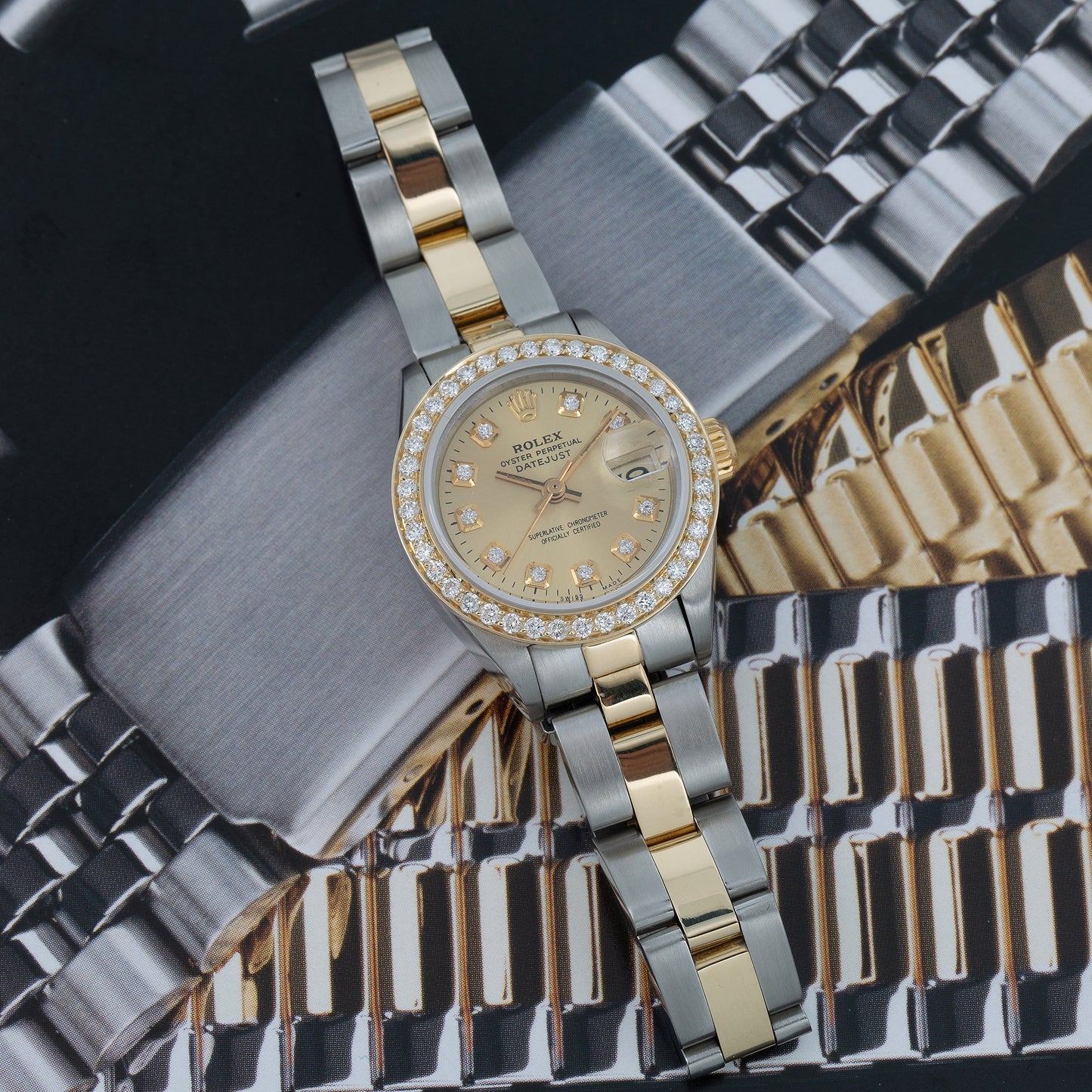 Rolex Lady-Datejust Diamond Watch, 6917 26mm, Champagne Diamond Dial With 0.90 CT Diamonds