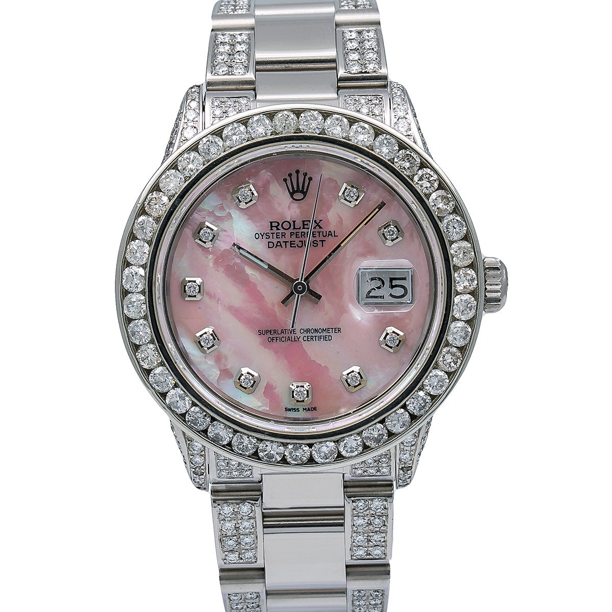 Rolex Datejust Diamond Watch, 16014 36mm, Pink Diamond Dial With 5.75 CT Diamonds
