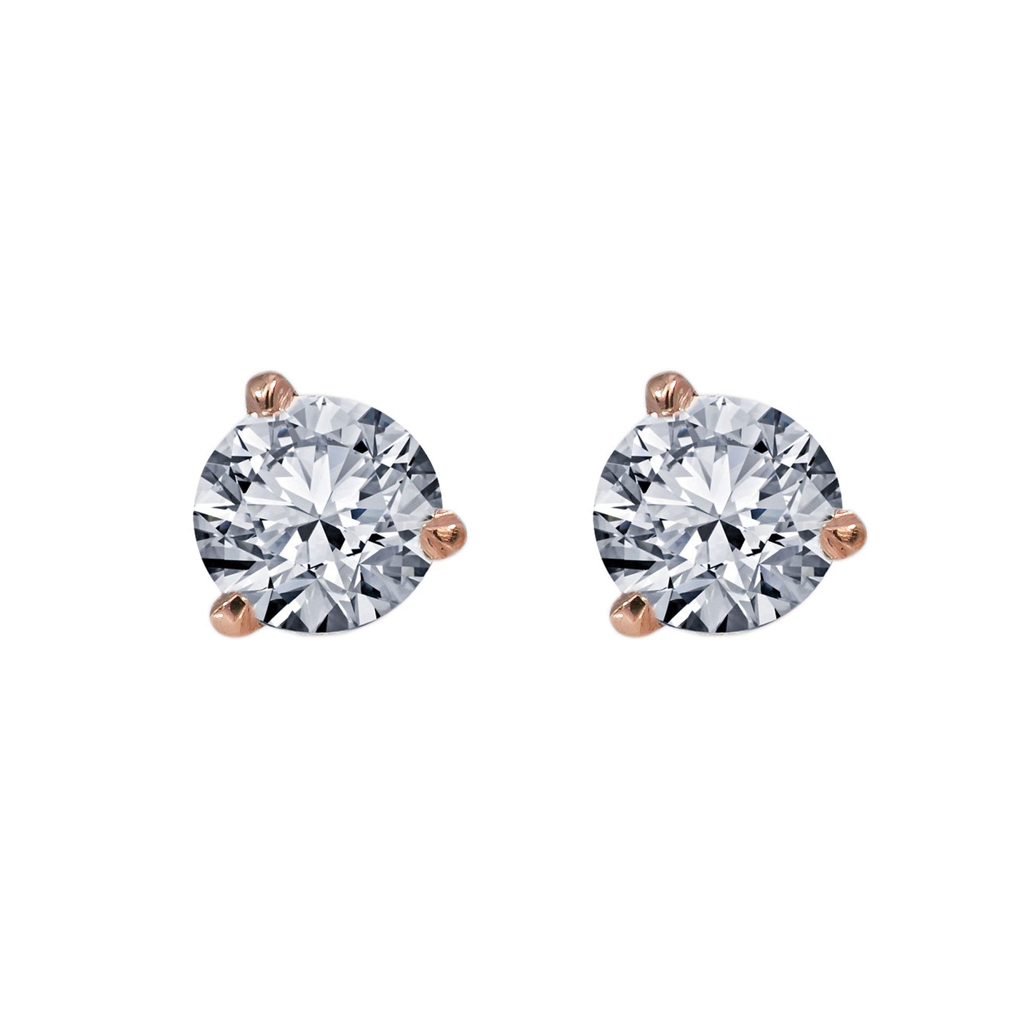 Small 14K Rose Gold Unisex Round Shaped Diamond Earrings