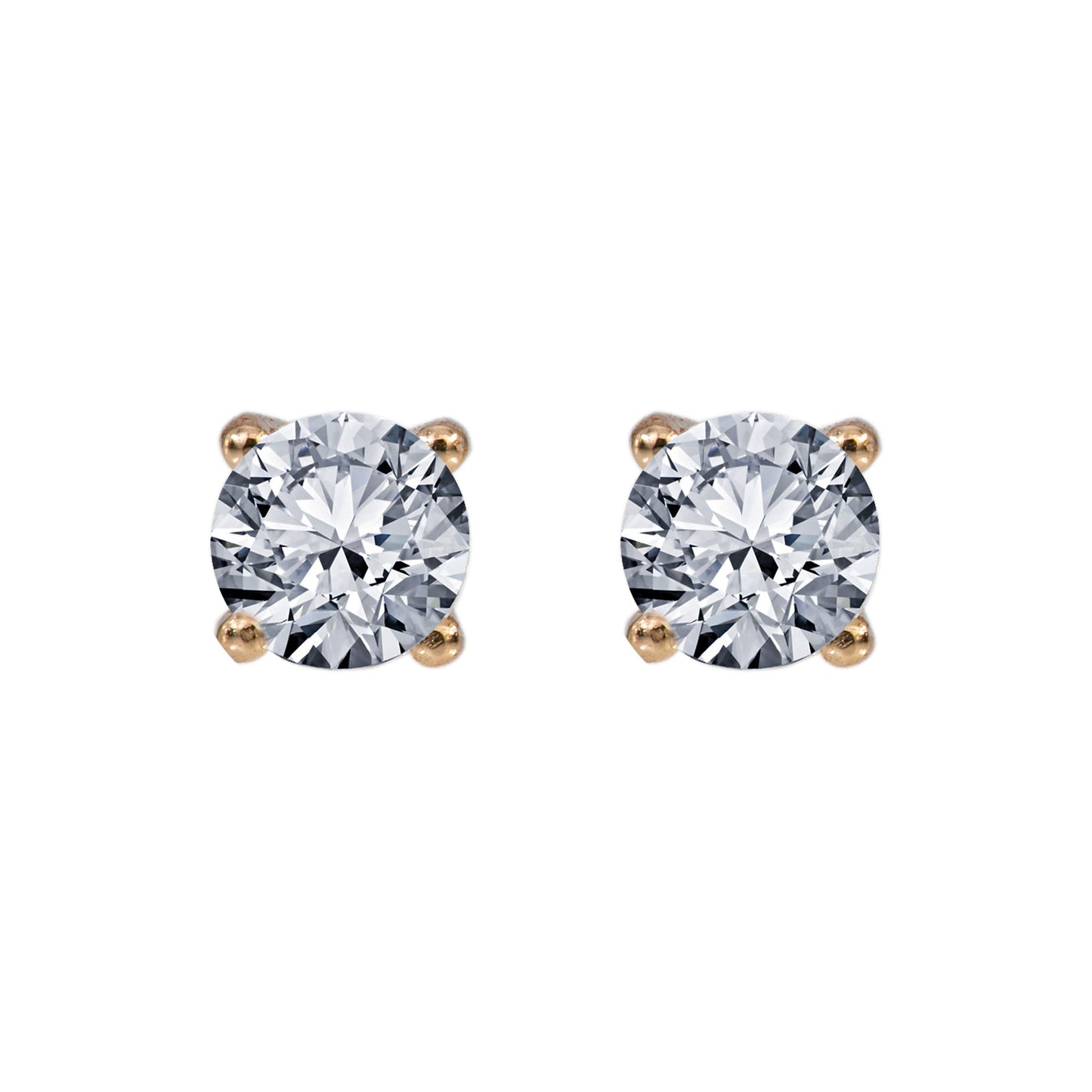 Small 14K Yellow Gold Unisex Round Shaped Diamond Earrings