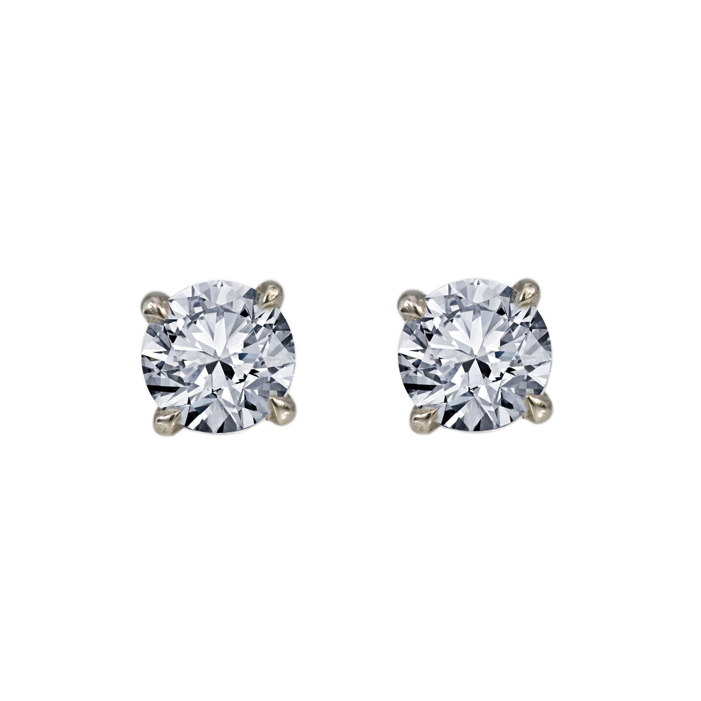 Small 14K White Gold Unisex Round Shaped Diamond Earrings