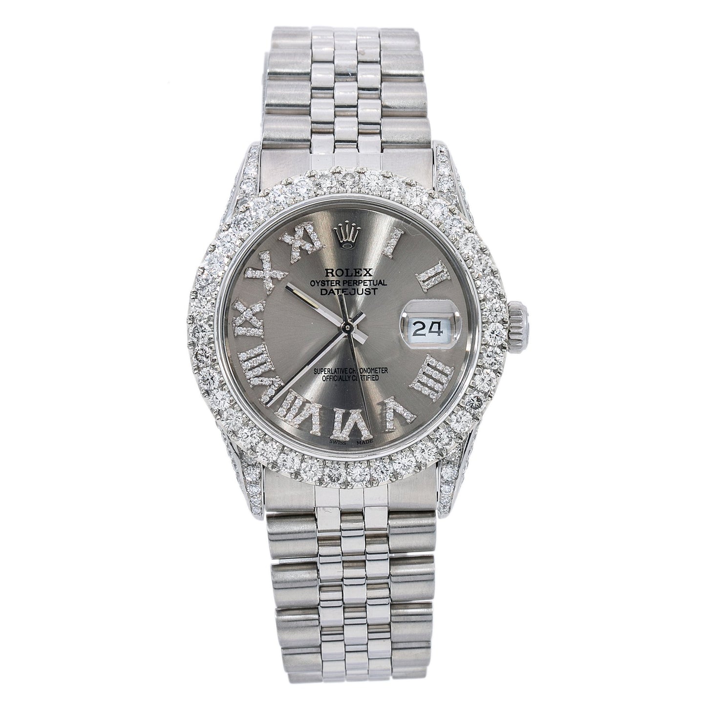 Rolex Datejust Diamond Watch, 16014 36mm, Grey Diamond Dial With 1.20 CT Diamonds