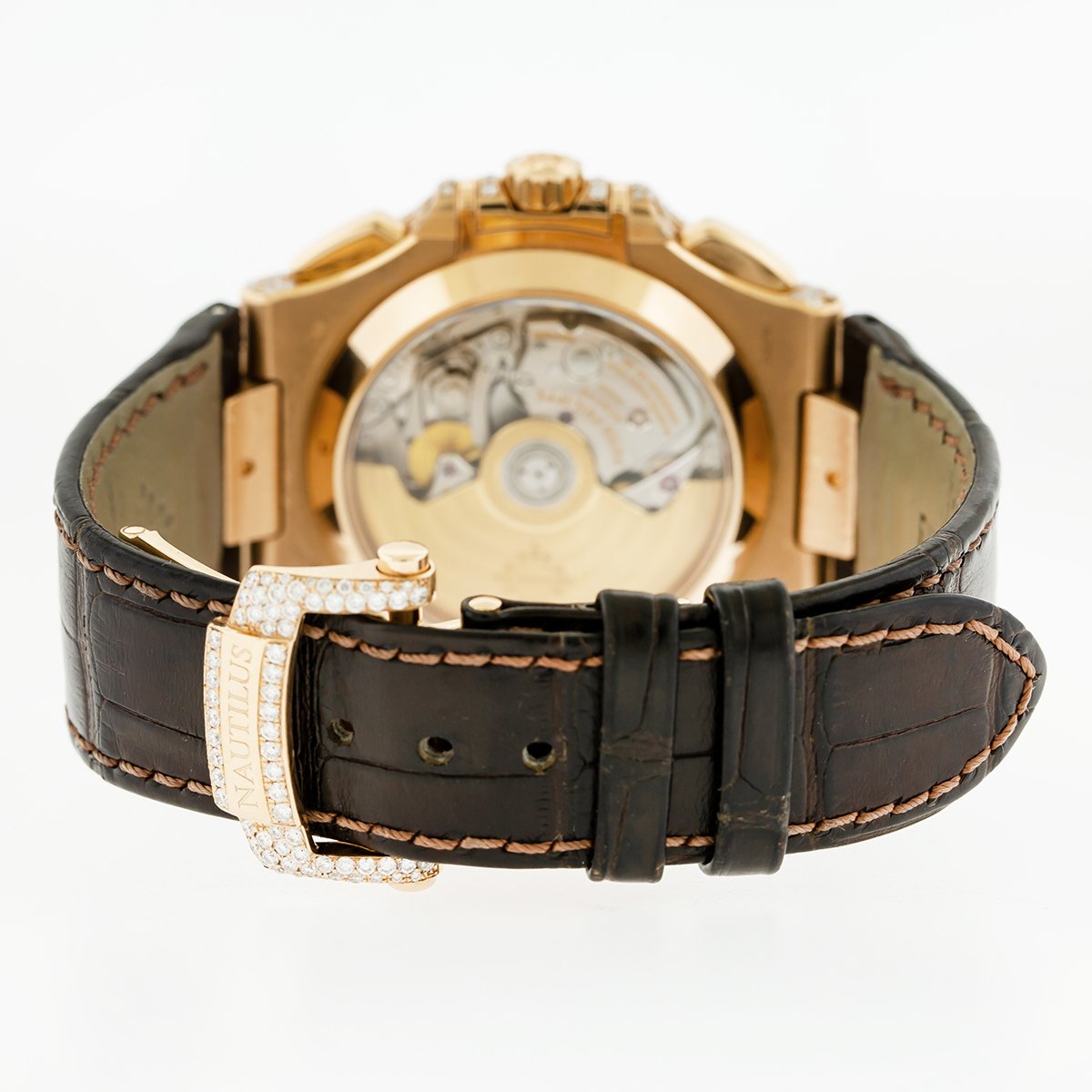 Patek Philippe Nautilus 5980 40.5mm Black Brown Dial with 14.50CT Diamond Bezel and Lugs