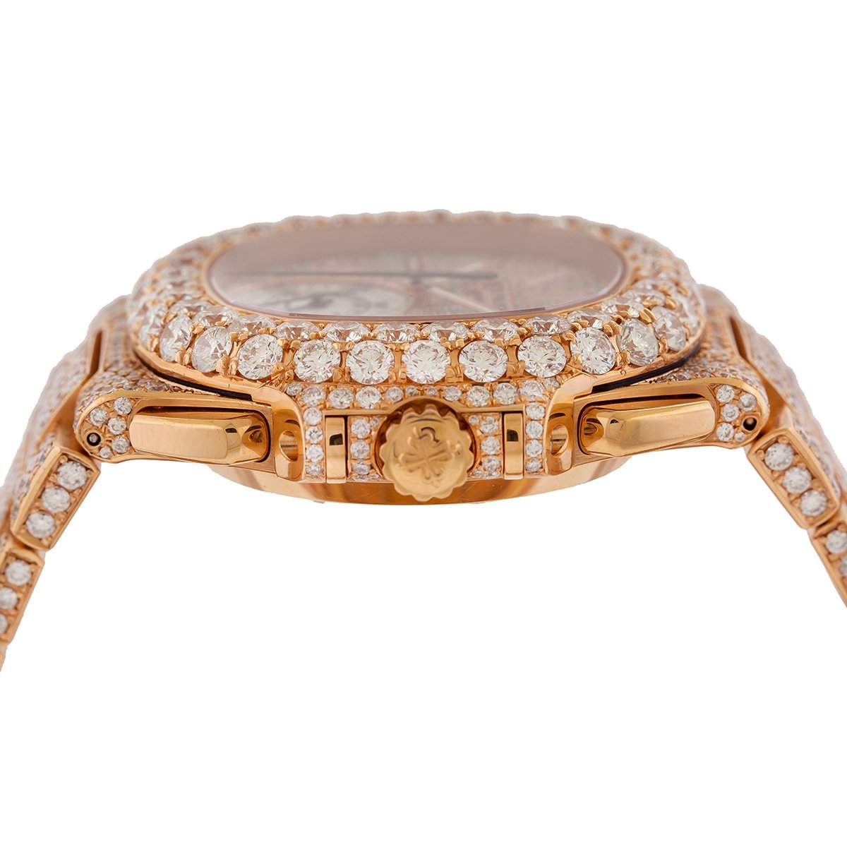 18K Rose Gold Patek Philippe Nautilus 5980/1R 40.5mm Champagne Dial Diamond Watch