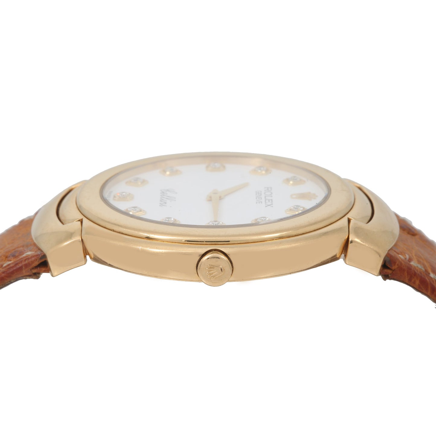 Rolex Cellini Diamond Watch, 6623M 37mm, White Diamond Dial With Leather Bracelet