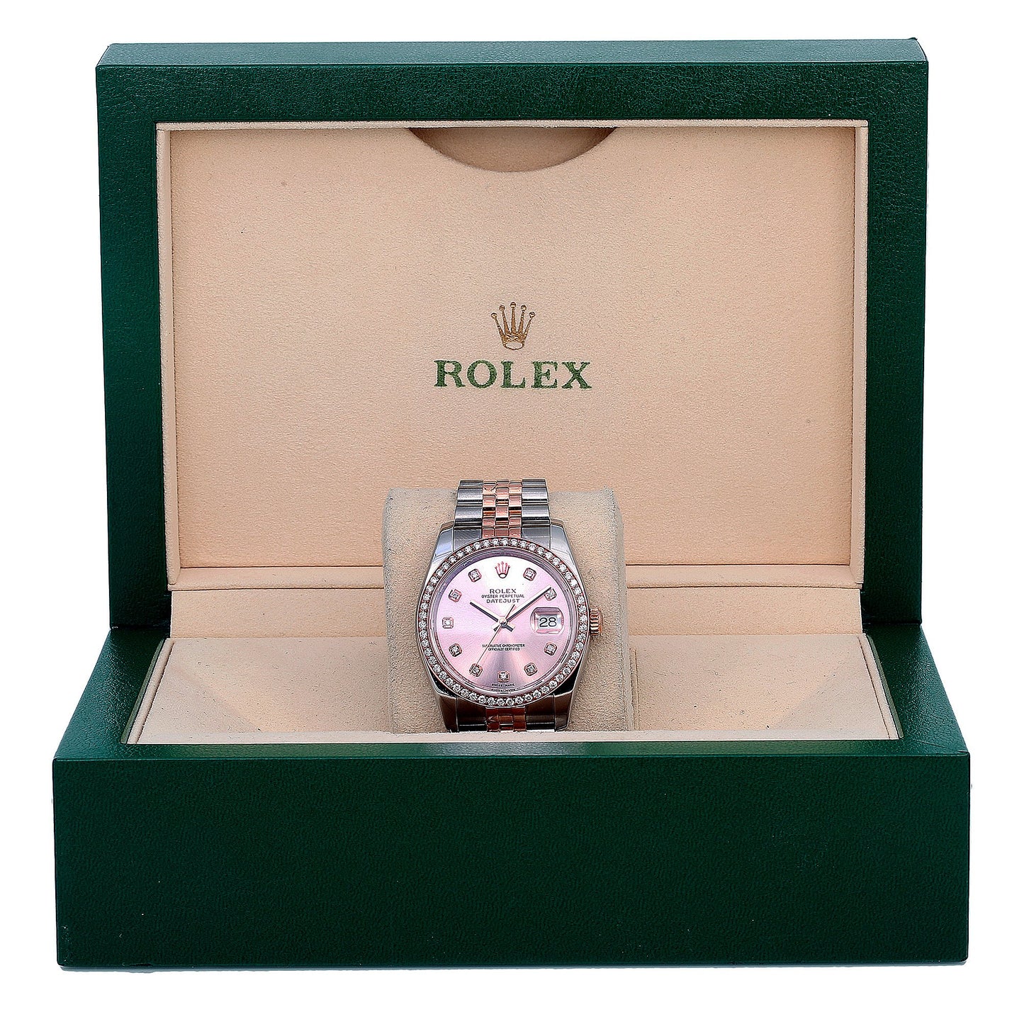 Rolex Datejust Diamond Watch, 116231 36mm, Pink Diamond Dial With 1.20 CT Diamonds