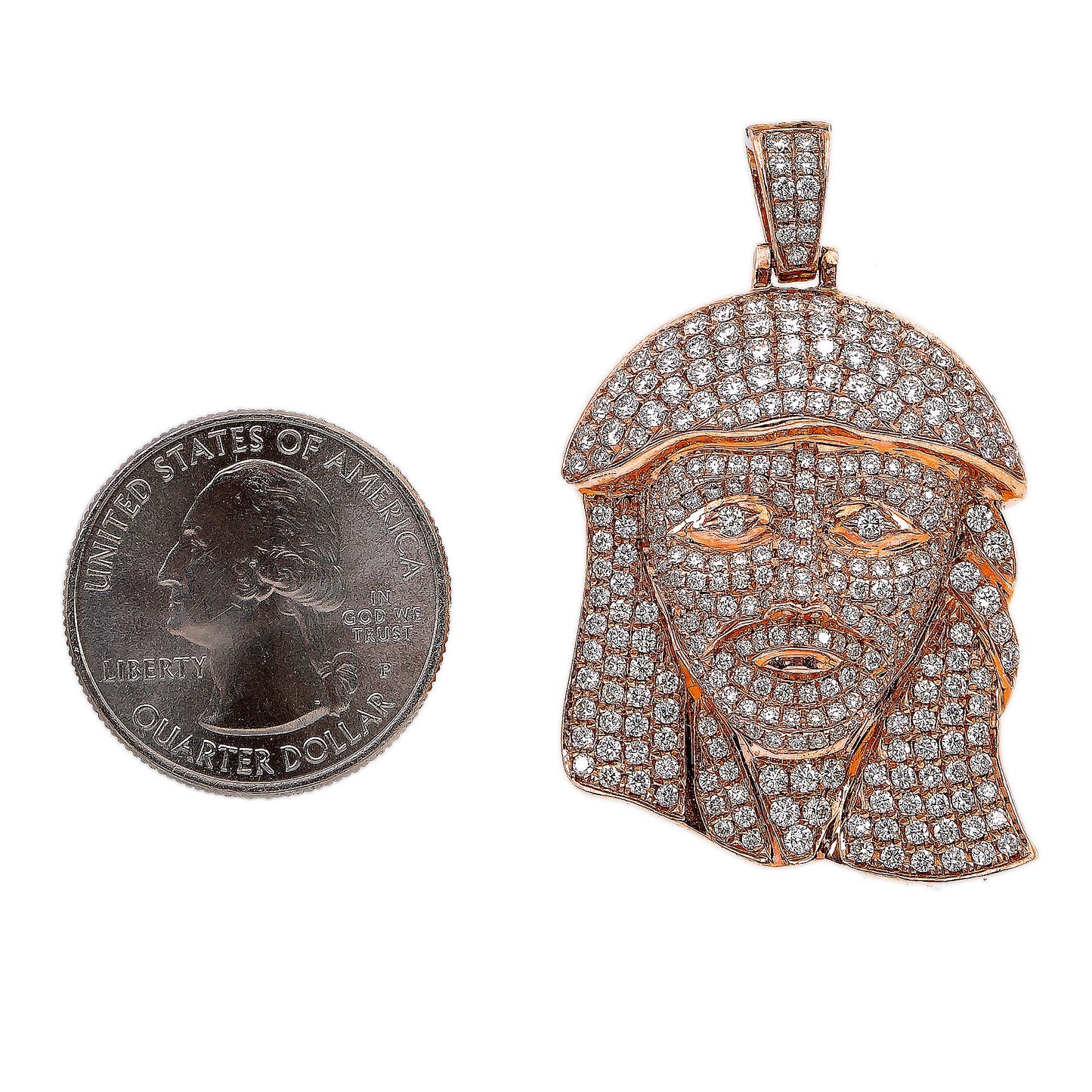 14K Rose Gold Jesus Head Shaped Pendant
