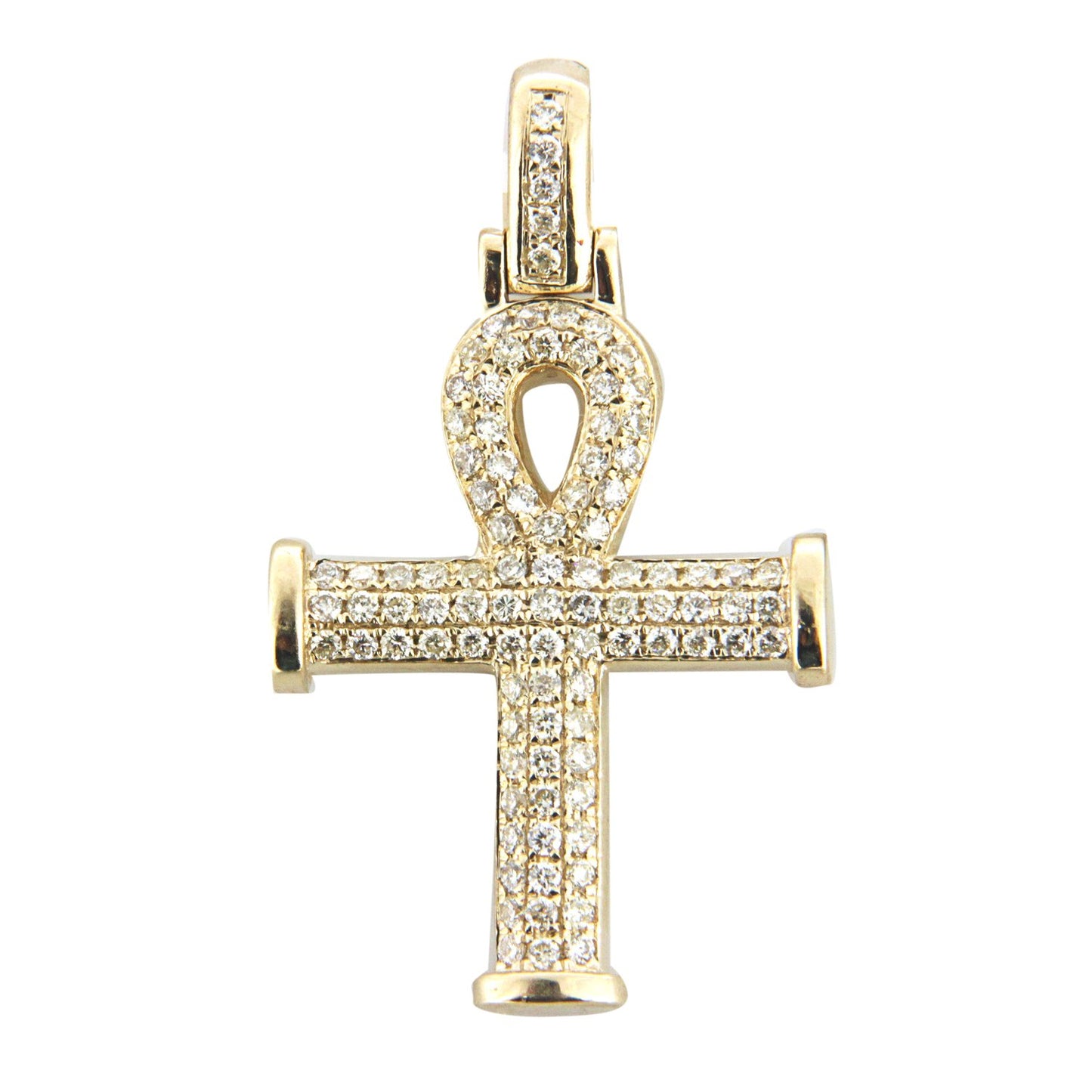 Yellow Gold Ankh Pendant with Diamonds