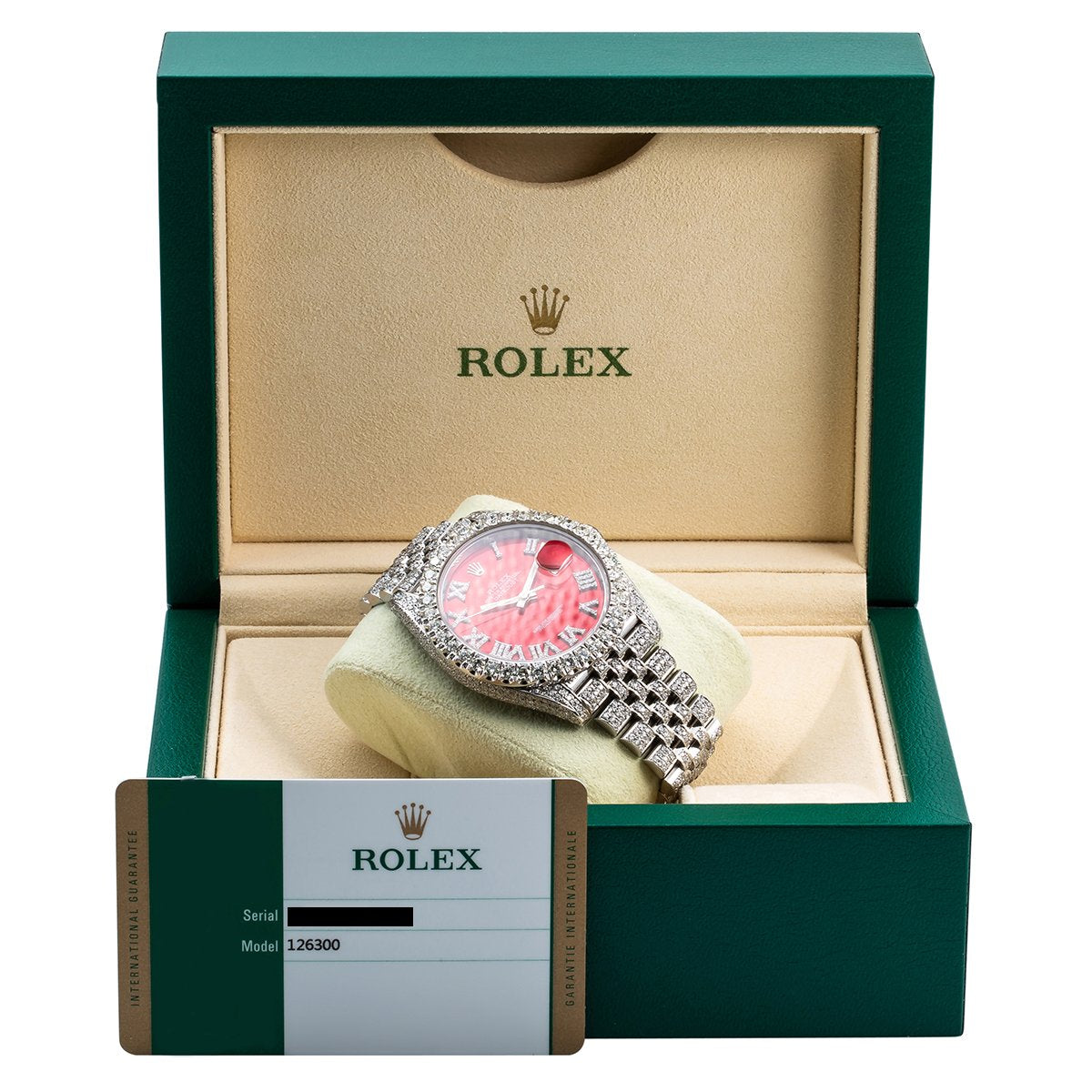 Rolex Datejust II Diamond Watch, 126300 41mm, Red Dial With 11.75CT Diamonds