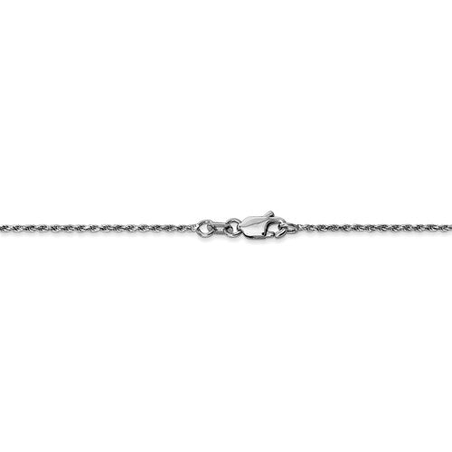 10k White Gold 1.15mm Machine Made Diamond Cut Rope Chain Available Sizes 7"-30"