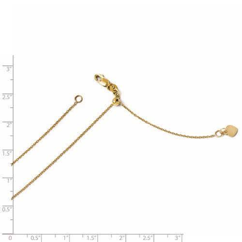 14K 1 mm Adjustable Cable Chain Available Sizes 22"-30"