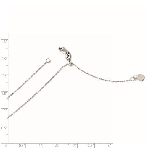 14K White Gold .7 mm Round Cable Adjustable Chain Available Sizes 22"-30"