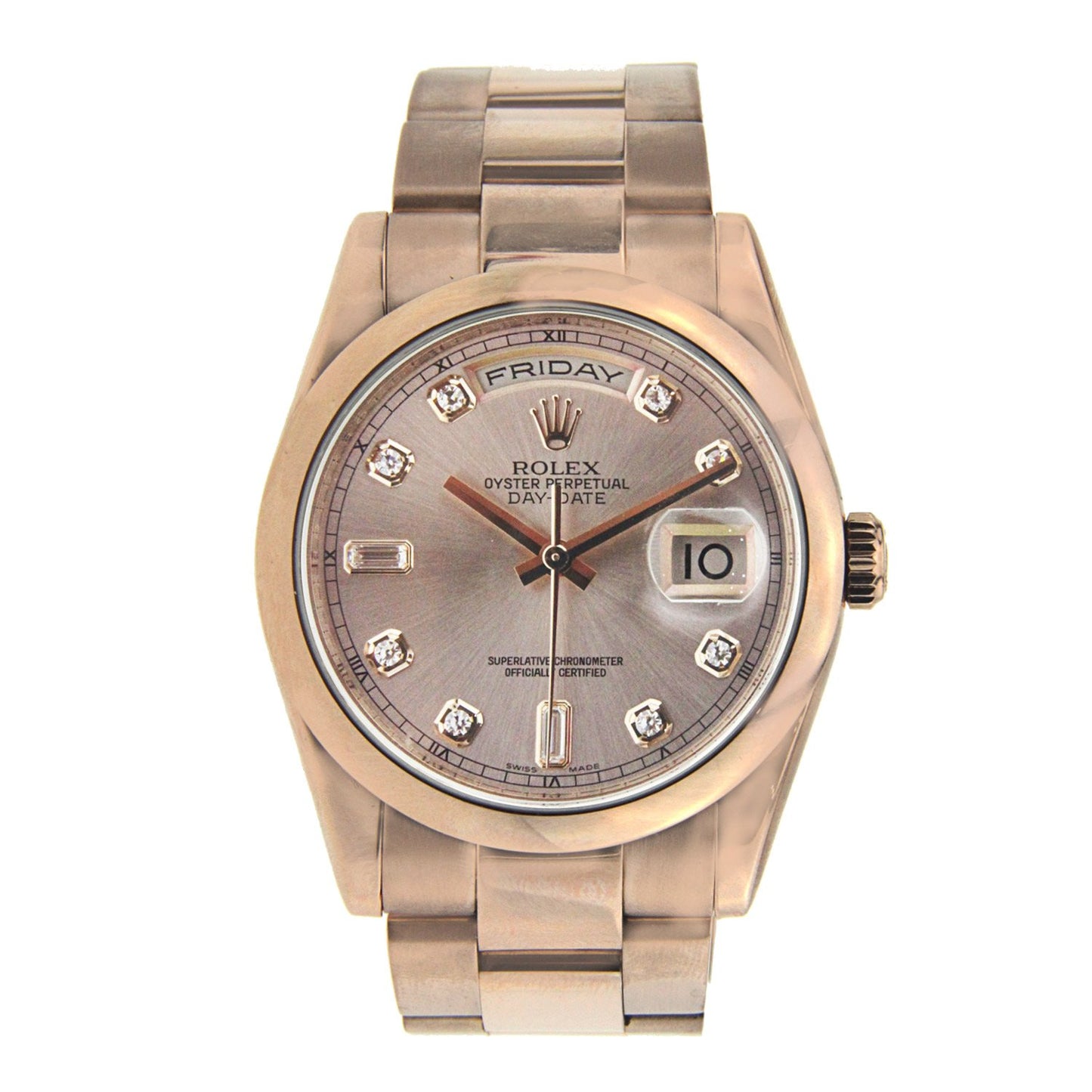 Rolex Oyster Perpetual Day Date President Rose Gold Oyster Band 36MM 118205
