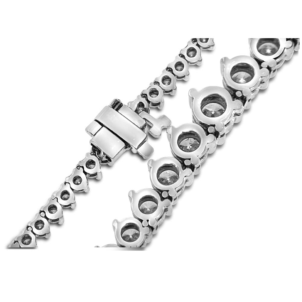 14K White Gold Graduated Diamond Tennis Necklace 10.00CT