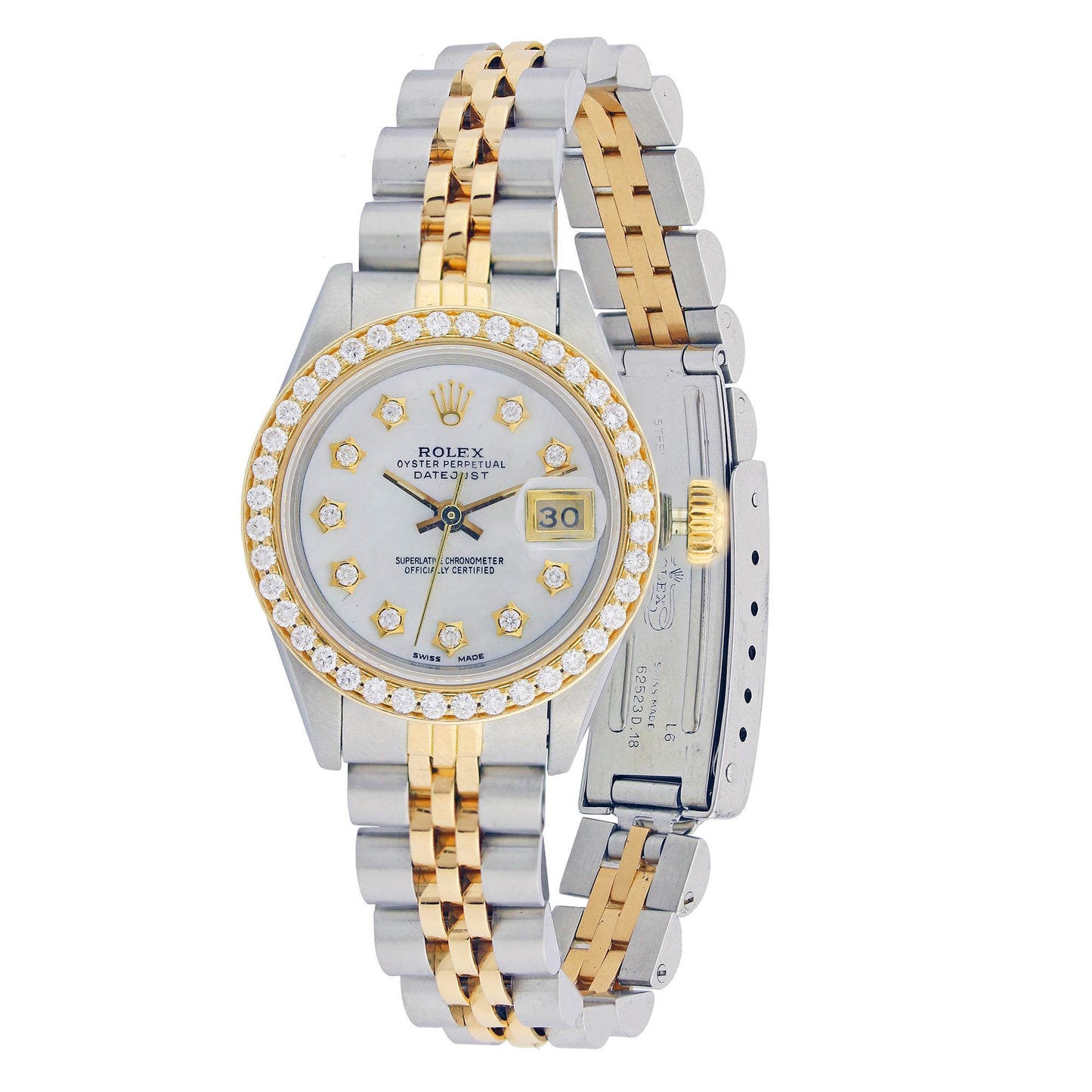 Vintage Two Tone Rolex Ladies Datejust Diamond Watch, 6917 26mm,