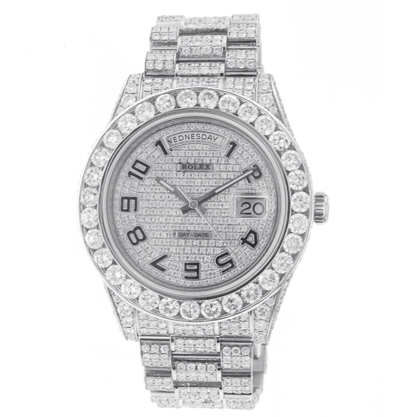 18K White Gold Rolex Diamond Watch, Day Date II 21839 41mm, with 33.25 CT Diamonds