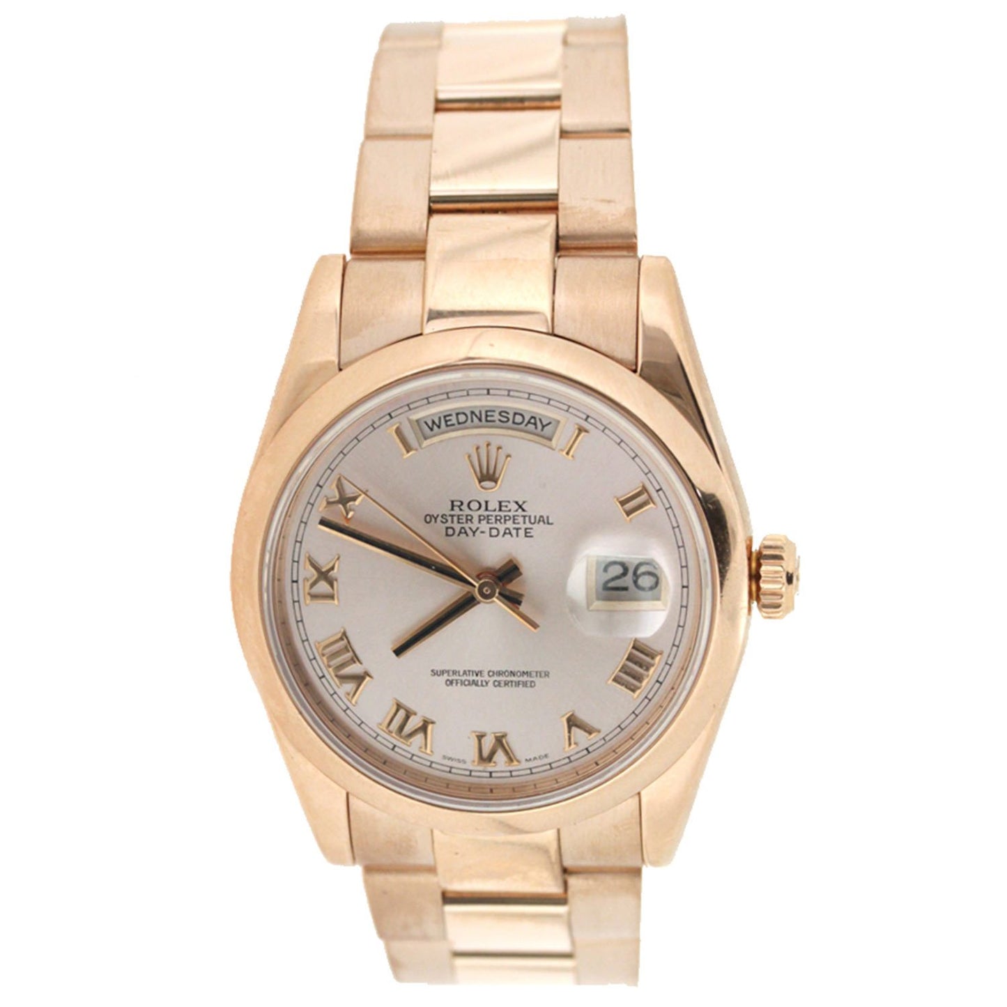 18K Rose Gold Rolex Oyster Perpetual Day Date President 36mm Roman Numerals Dial 118205