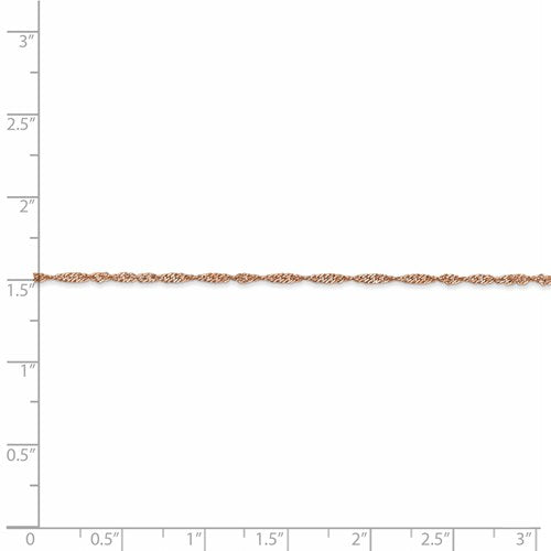 14K Rose Gold 1 mm Singapore Chain Available Sizes 16"-24"
