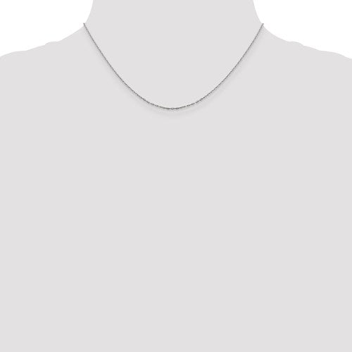 14K White Gold 1 mm Long Open Cable Link Chain Available Sizes 16"-20"