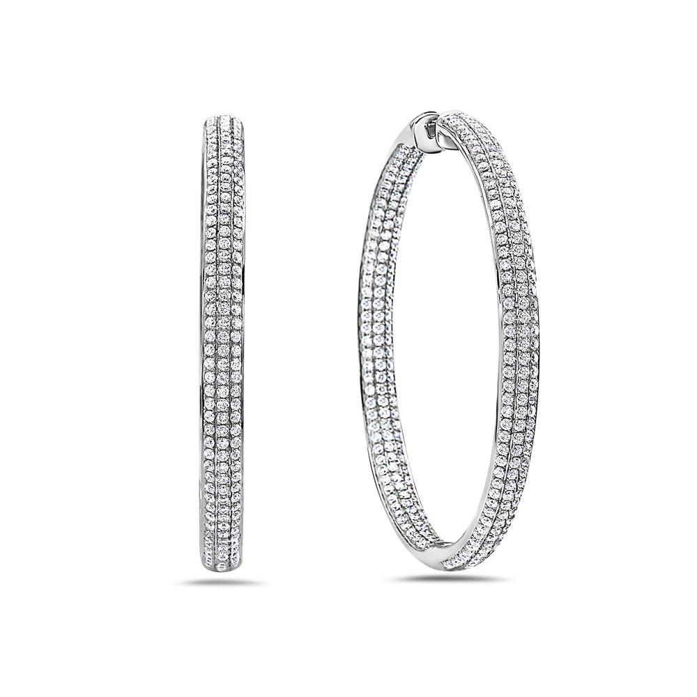 18K White Gold Ladies Earrings With Round Shaped Diamonds