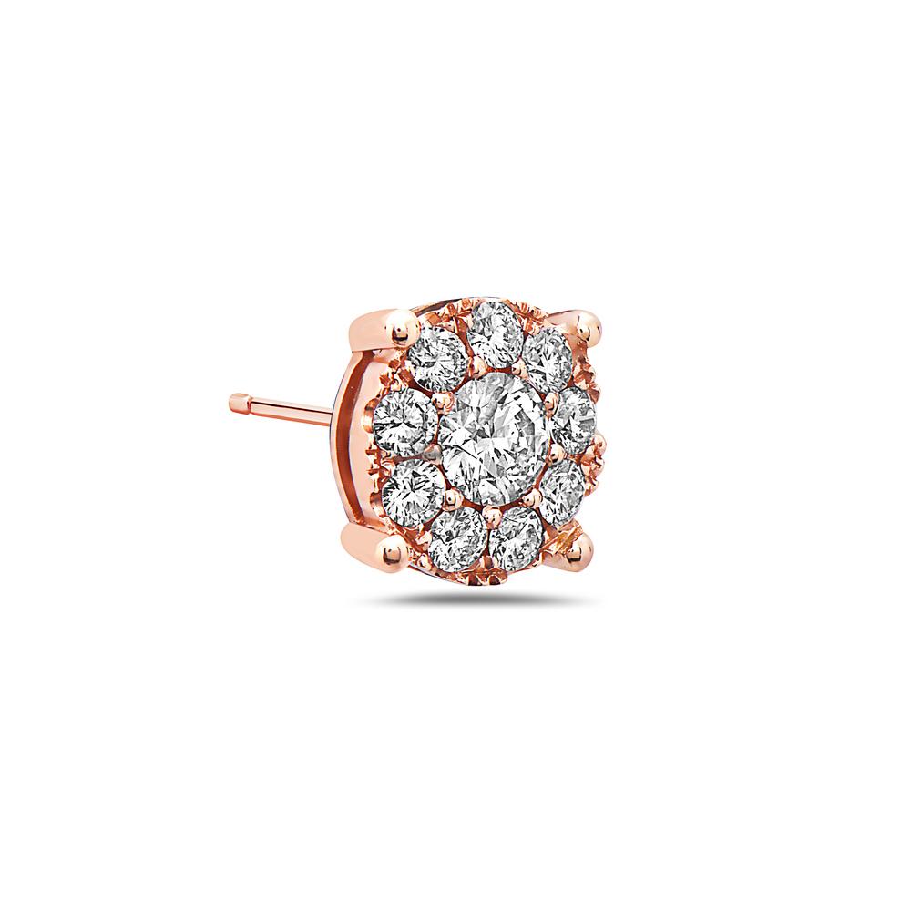 18K Rose Gold Ladies Earrings With 1.47 CT Diamonds